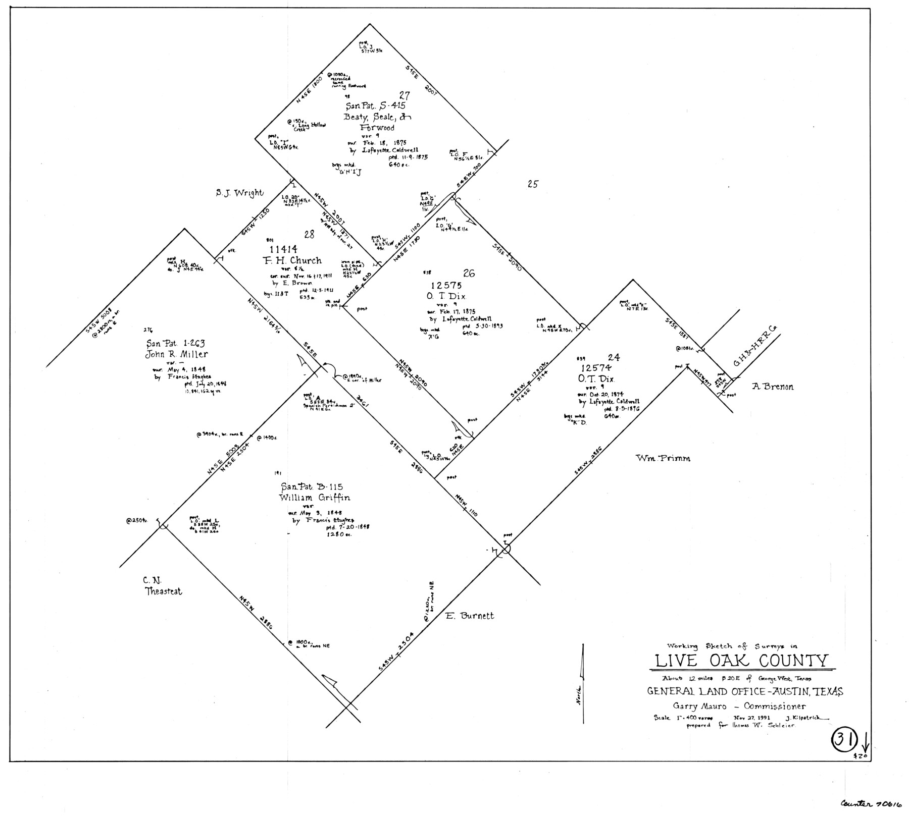 70616, Live Oak County Working Sketch 31, General Map Collection