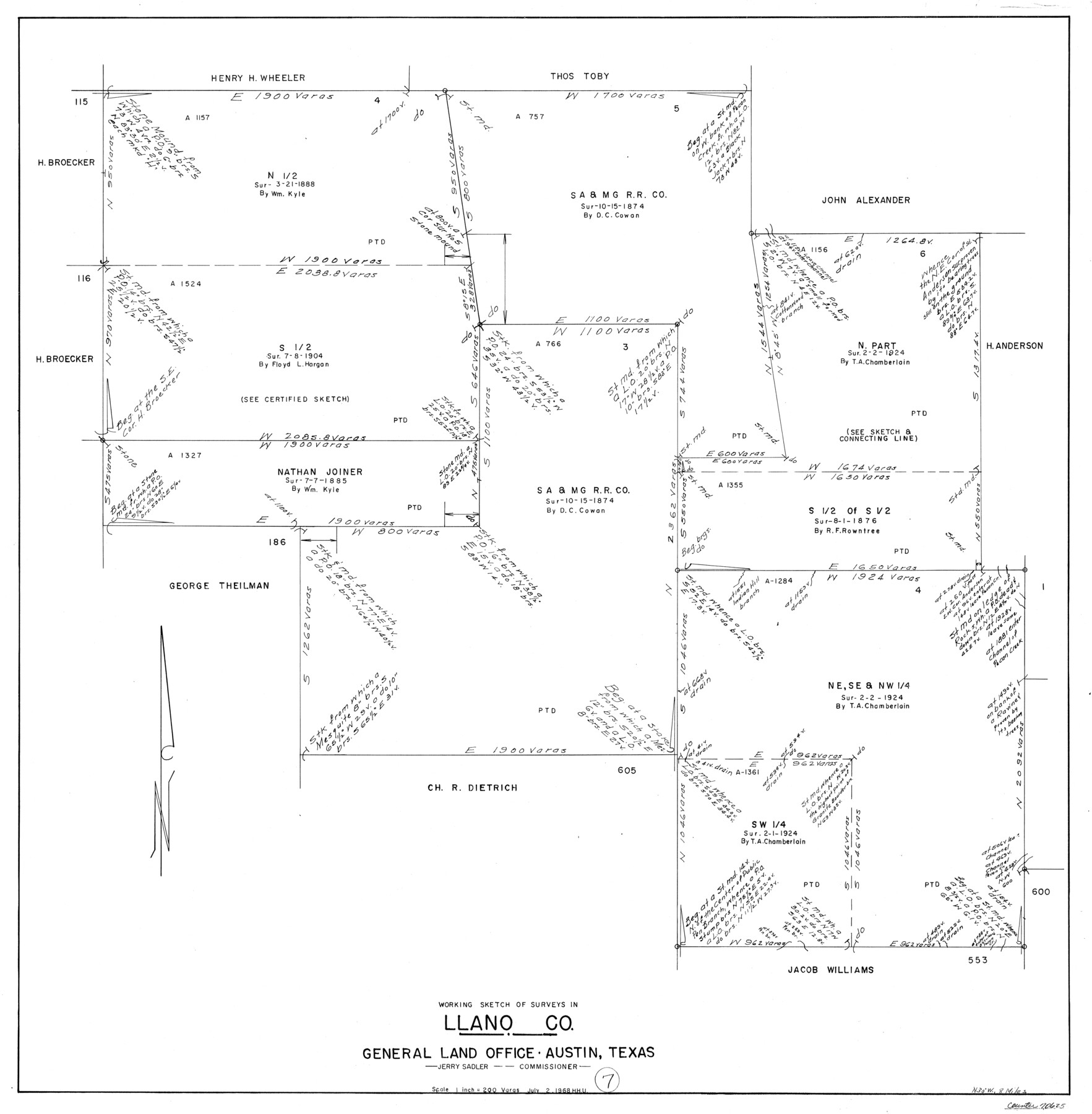 70625, Llano County Working Sketch 7, General Map Collection