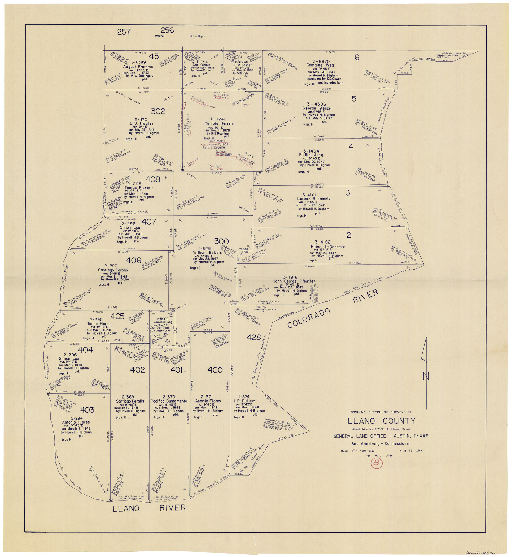70626, Llano County Working Sketch 8, General Map Collection
