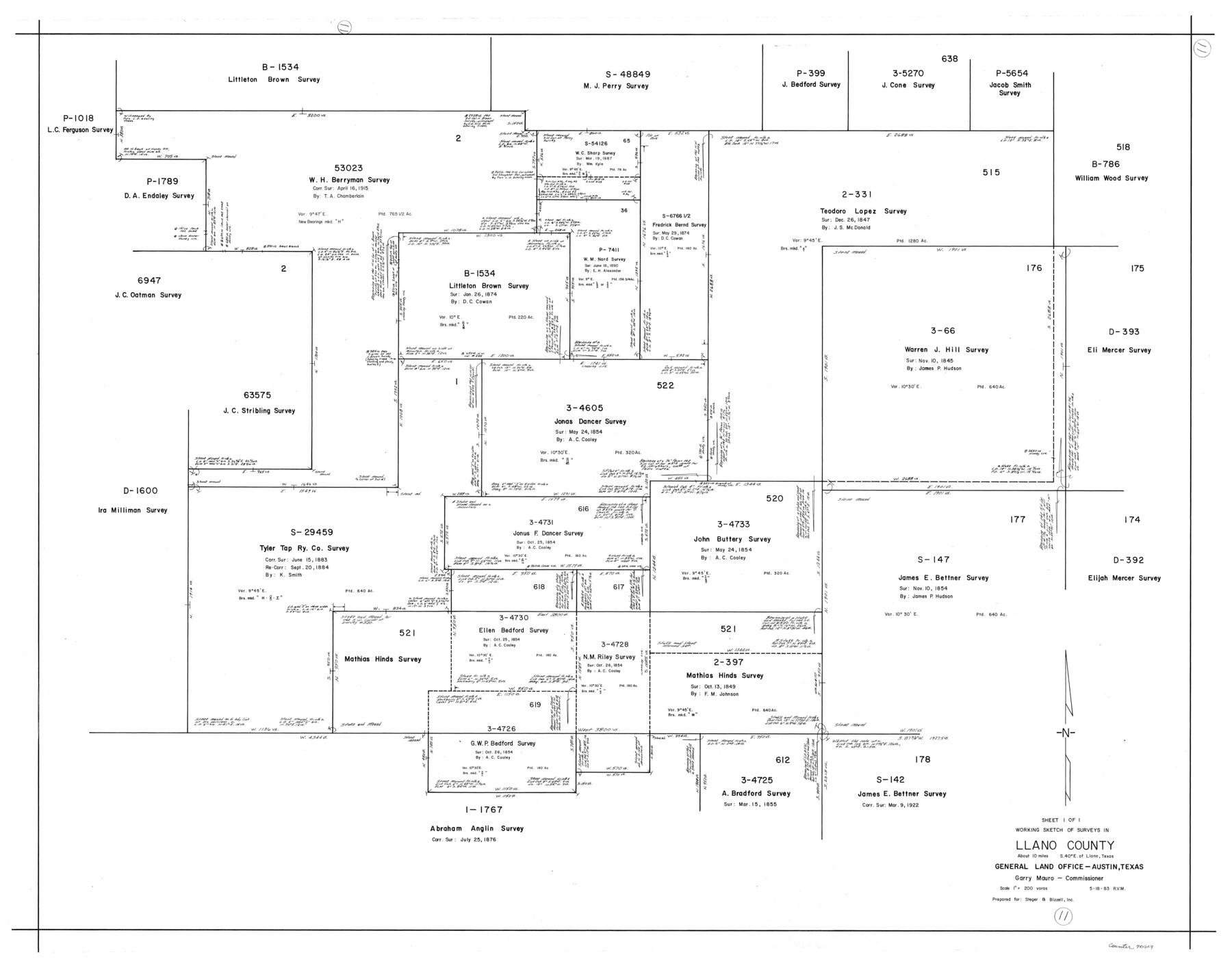 70629, Llano County Working Sketch 11, General Map Collection