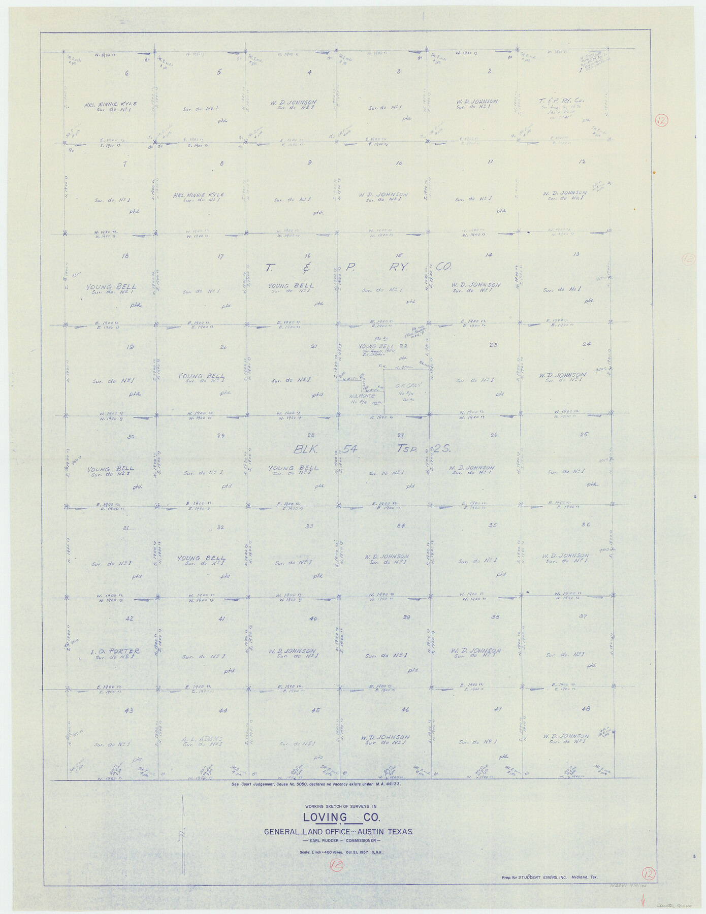 70645, Loving County Working Sketch 12, General Map Collection