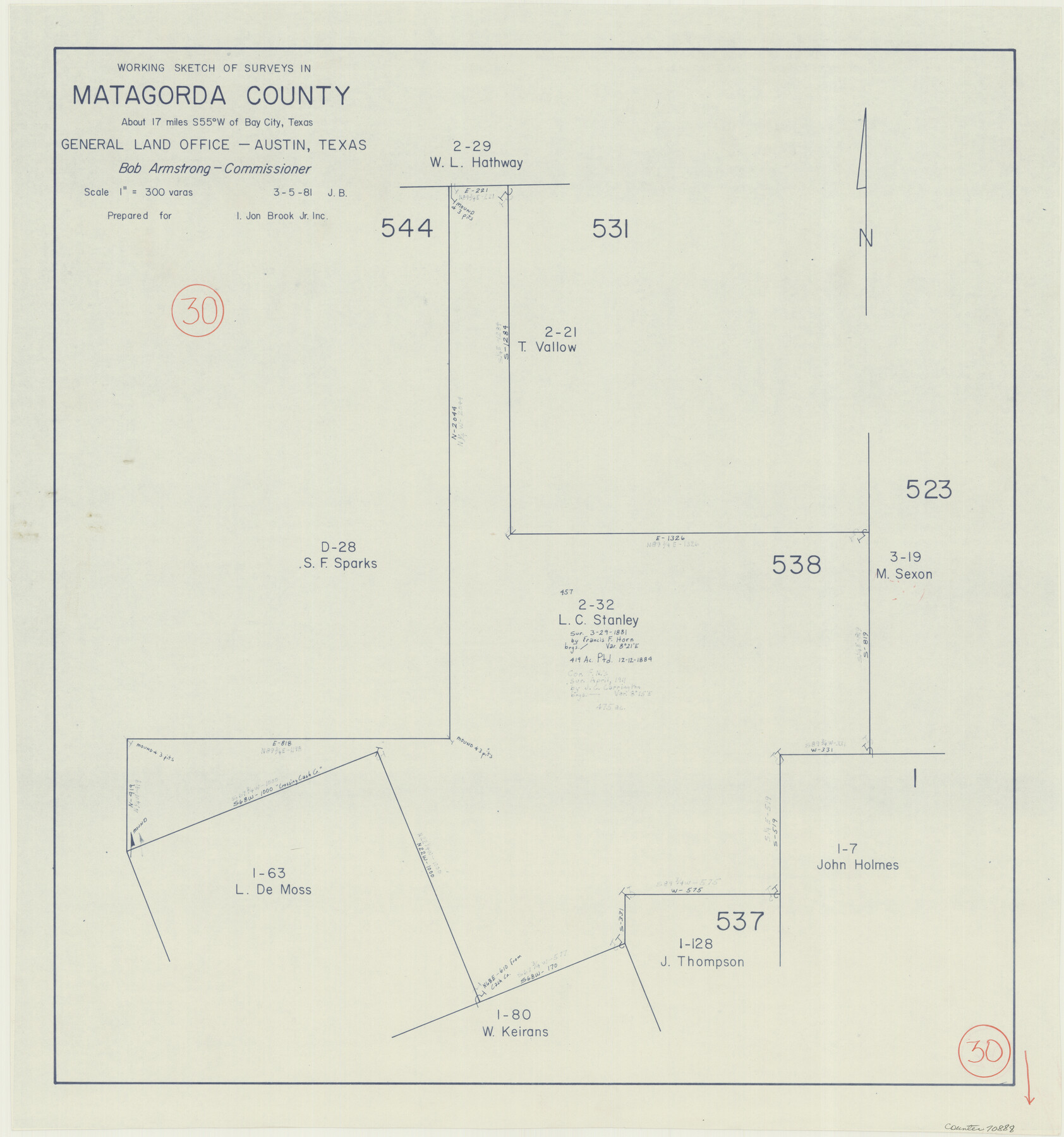 70888, Matagorda County Working Sketch 30, General Map Collection