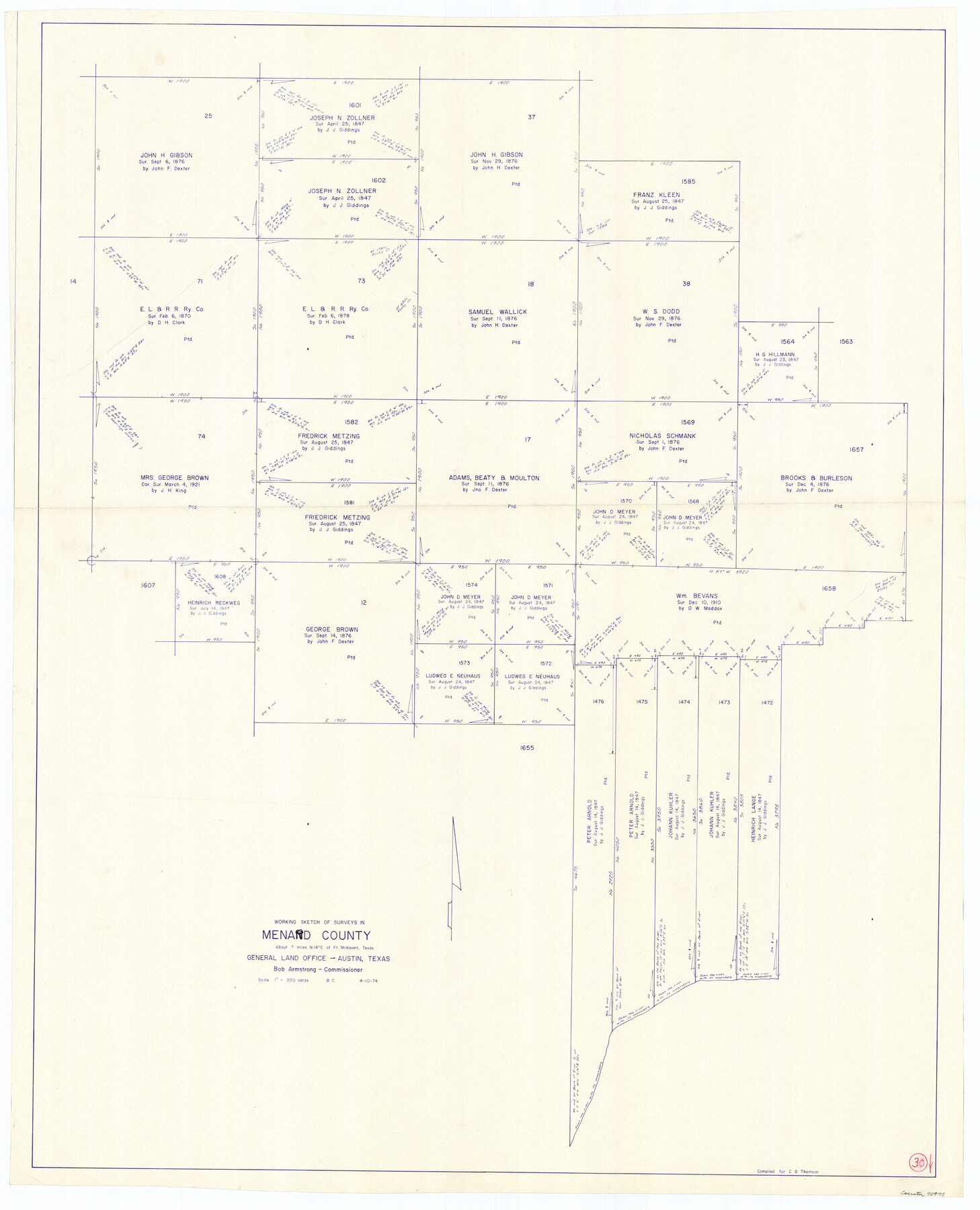 70977, Menard County Working Sketch 30, General Map Collection