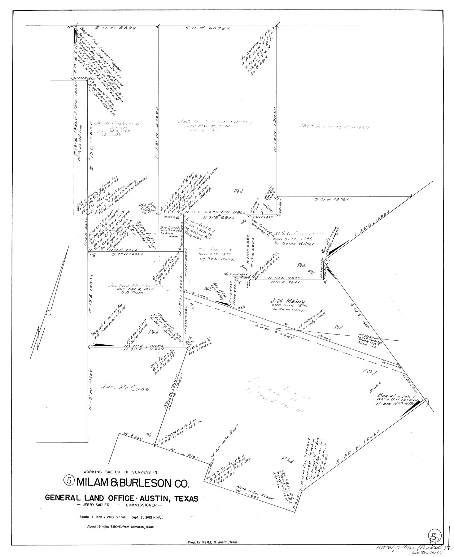 71020, Milam County Working Sketch 5, General Map Collection