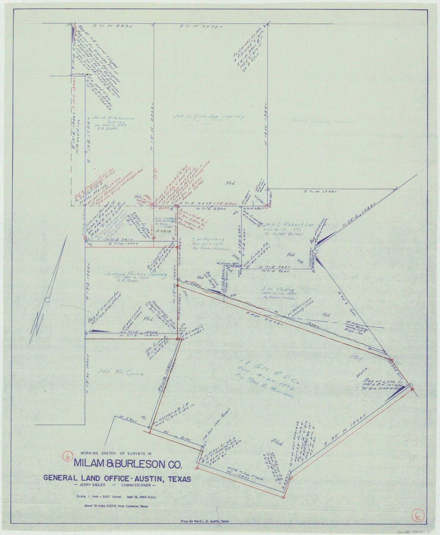 71021, Milam County Working Sketch 6, General Map Collection