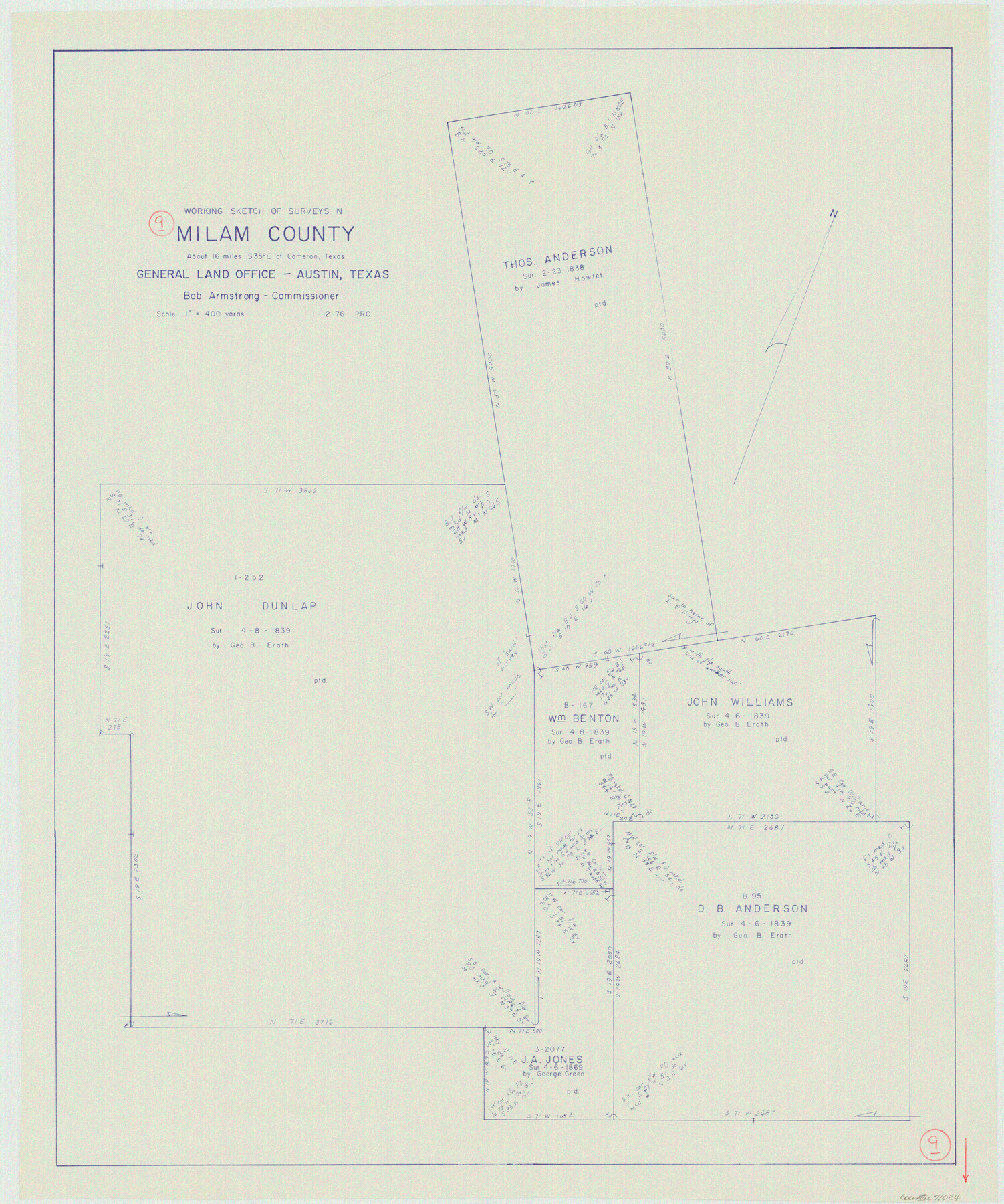 71024, Milam County Working Sketch 9, General Map Collection