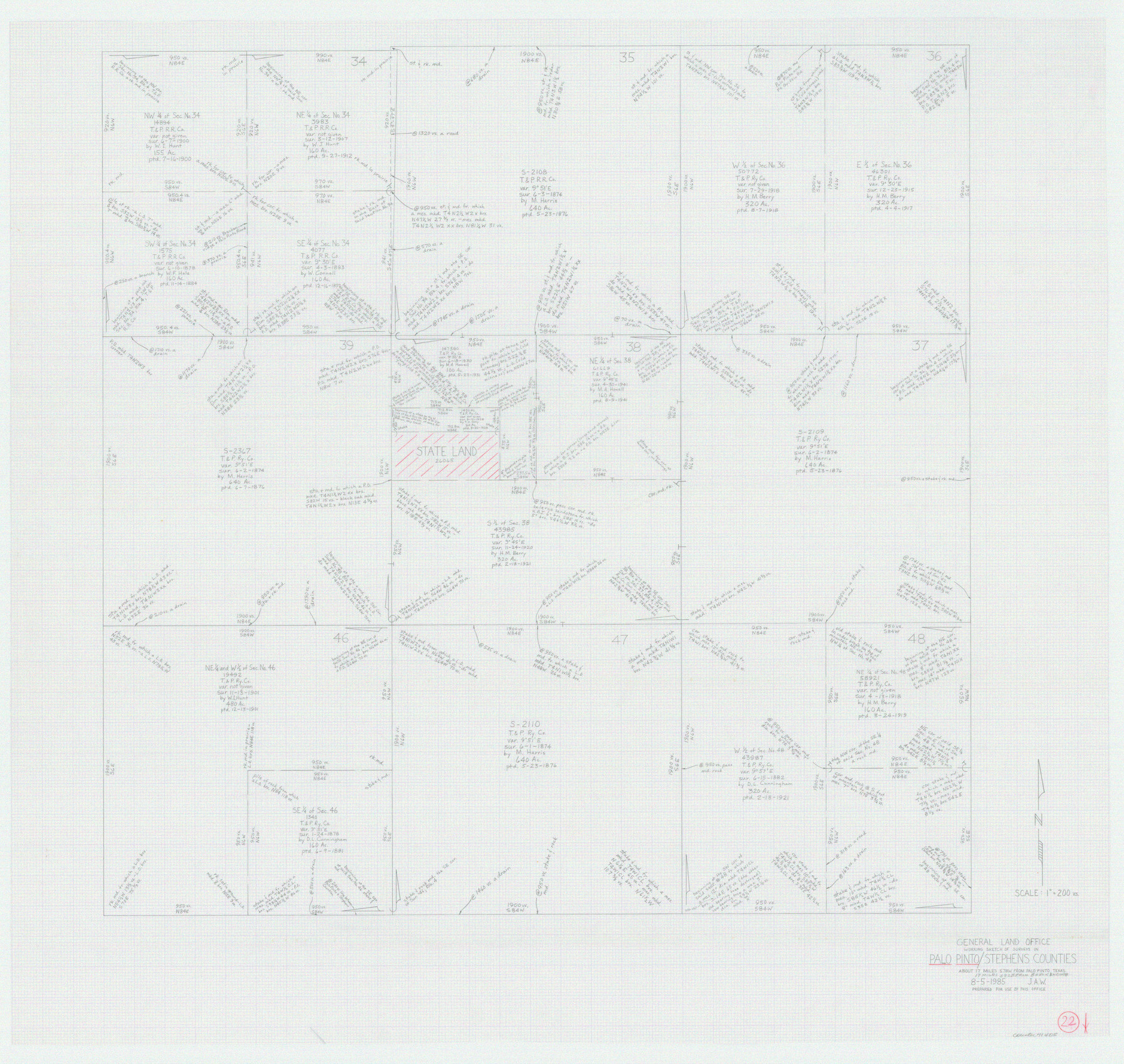 71405, Palo Pinto County Working Sketch 22, General Map Collection