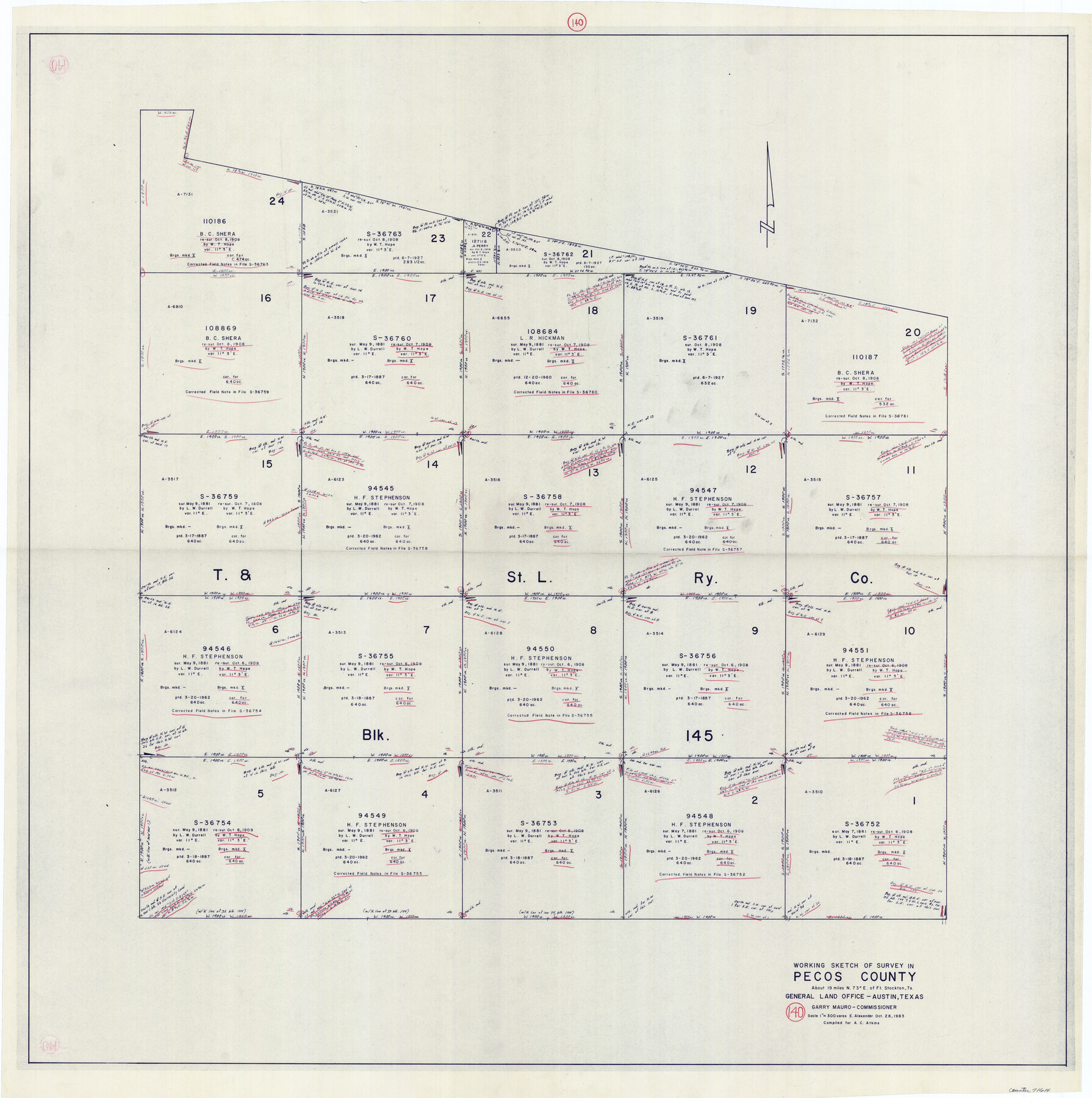 71614, Pecos County Working Sketch 140, General Map Collection