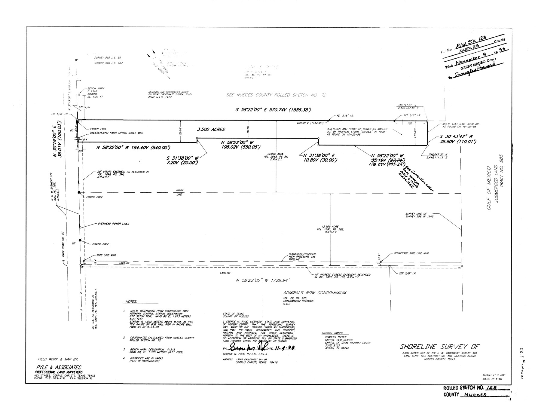 7163, Nueces County Rolled Sketch 128, General Map Collection