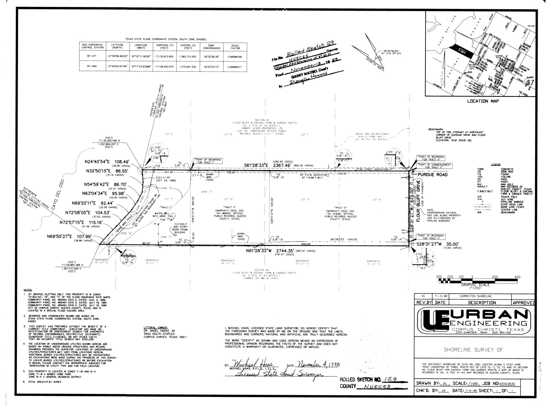 7164, Nueces County Rolled Sketch 129, General Map Collection