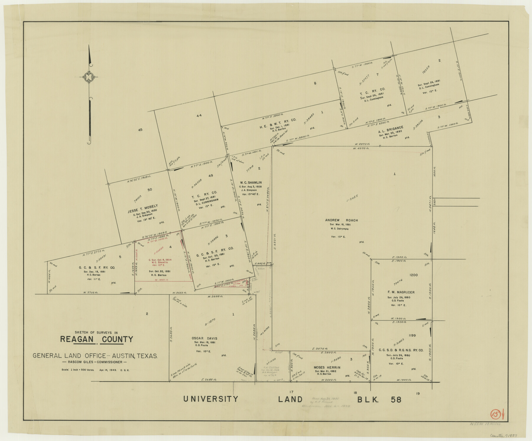 71857, Reagan County Working Sketch 15, General Map Collection