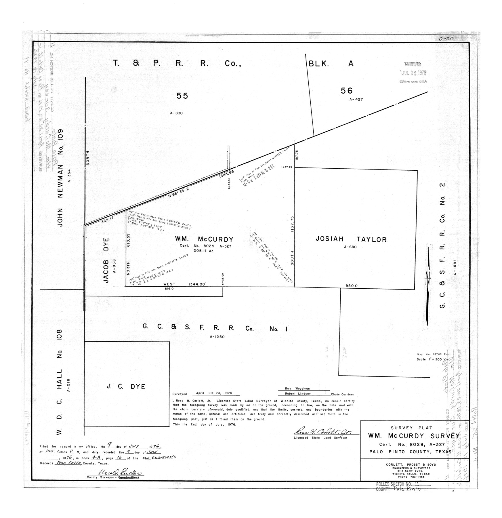 7191, Palo Pinto County Rolled Sketch 11, General Map Collection