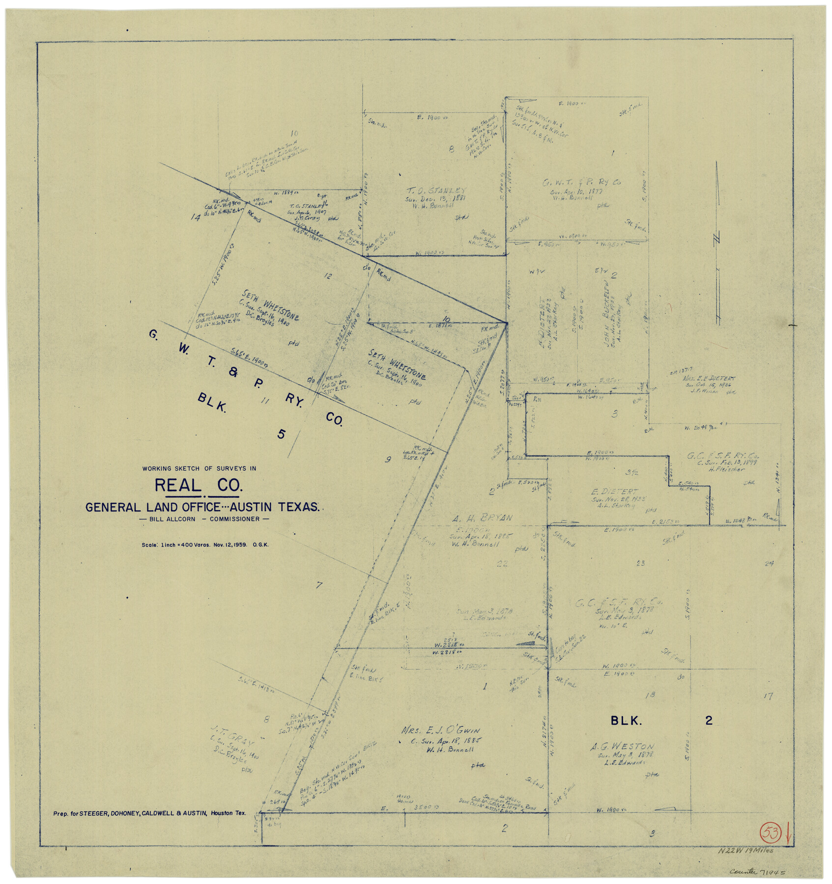 71945, Real County Working Sketch 53, General Map Collection
