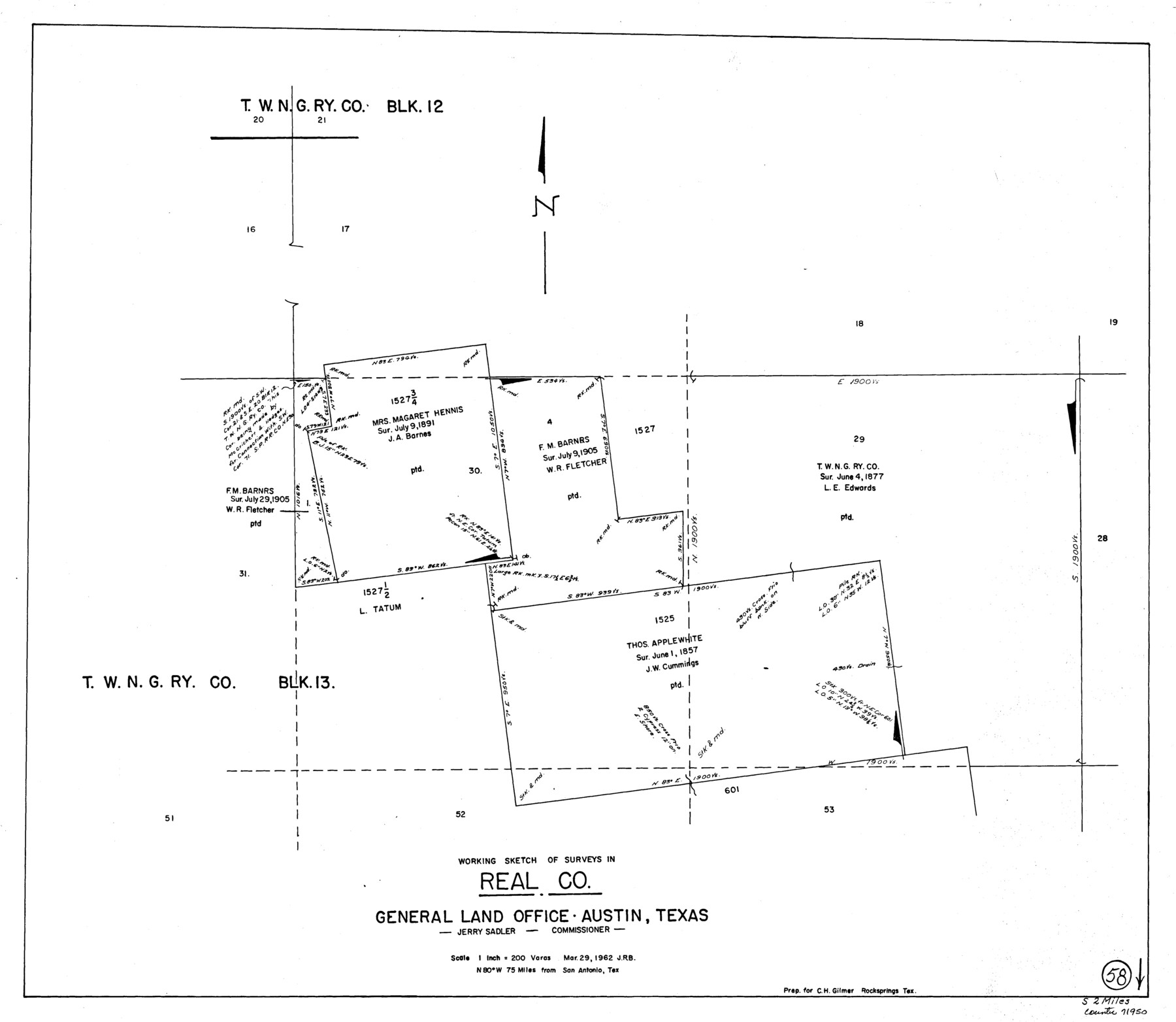 71950, Real County Working Sketch 58, General Map Collection