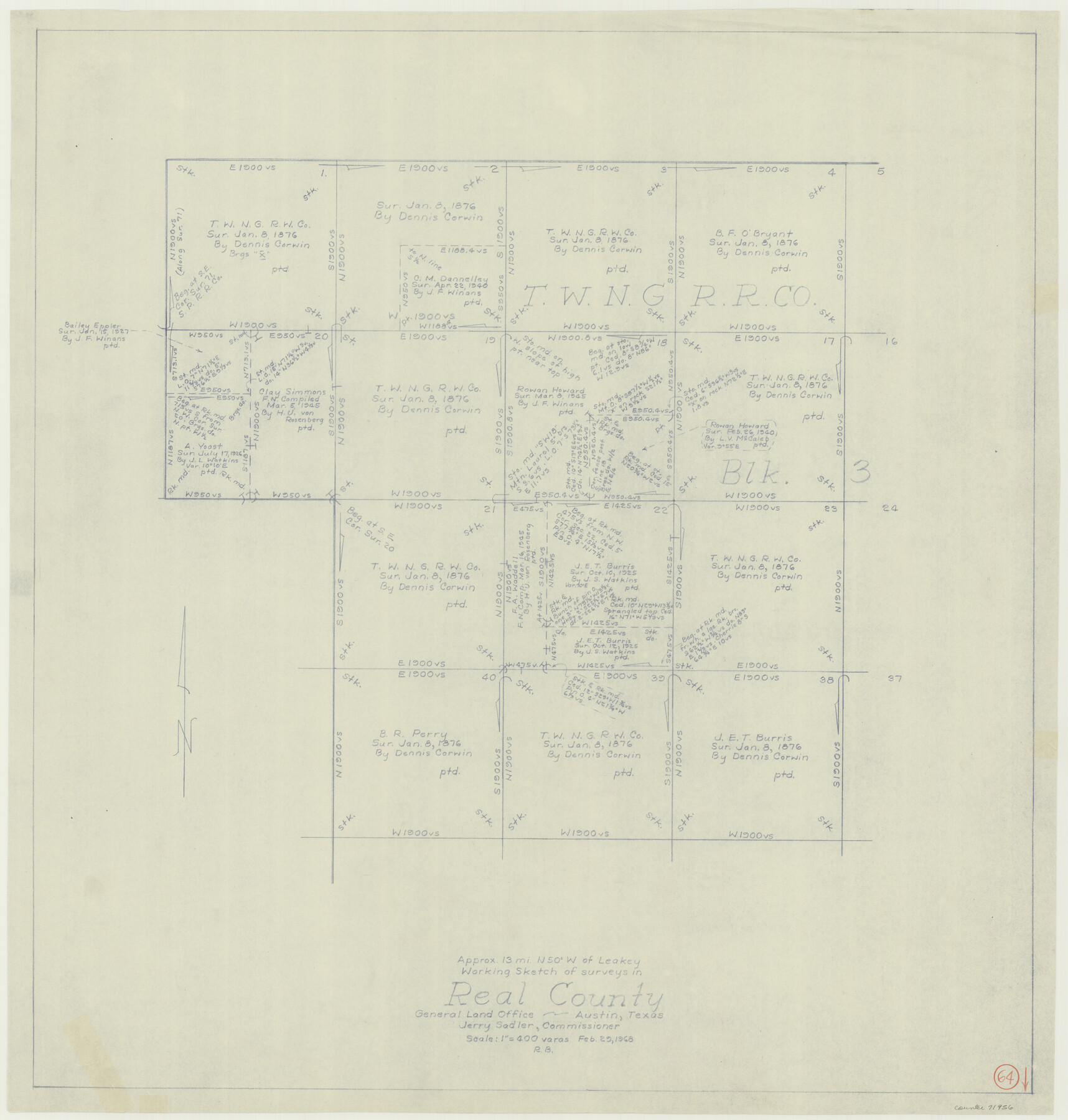 71956, Real County Working Sketch 64, General Map Collection