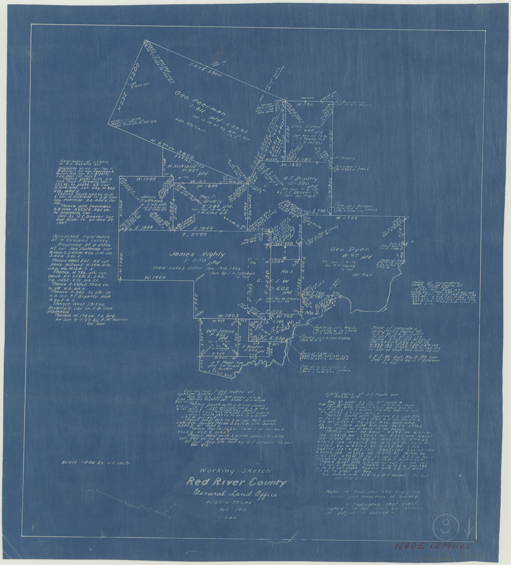 71986, Red River County Working Sketch 3, General Map Collection