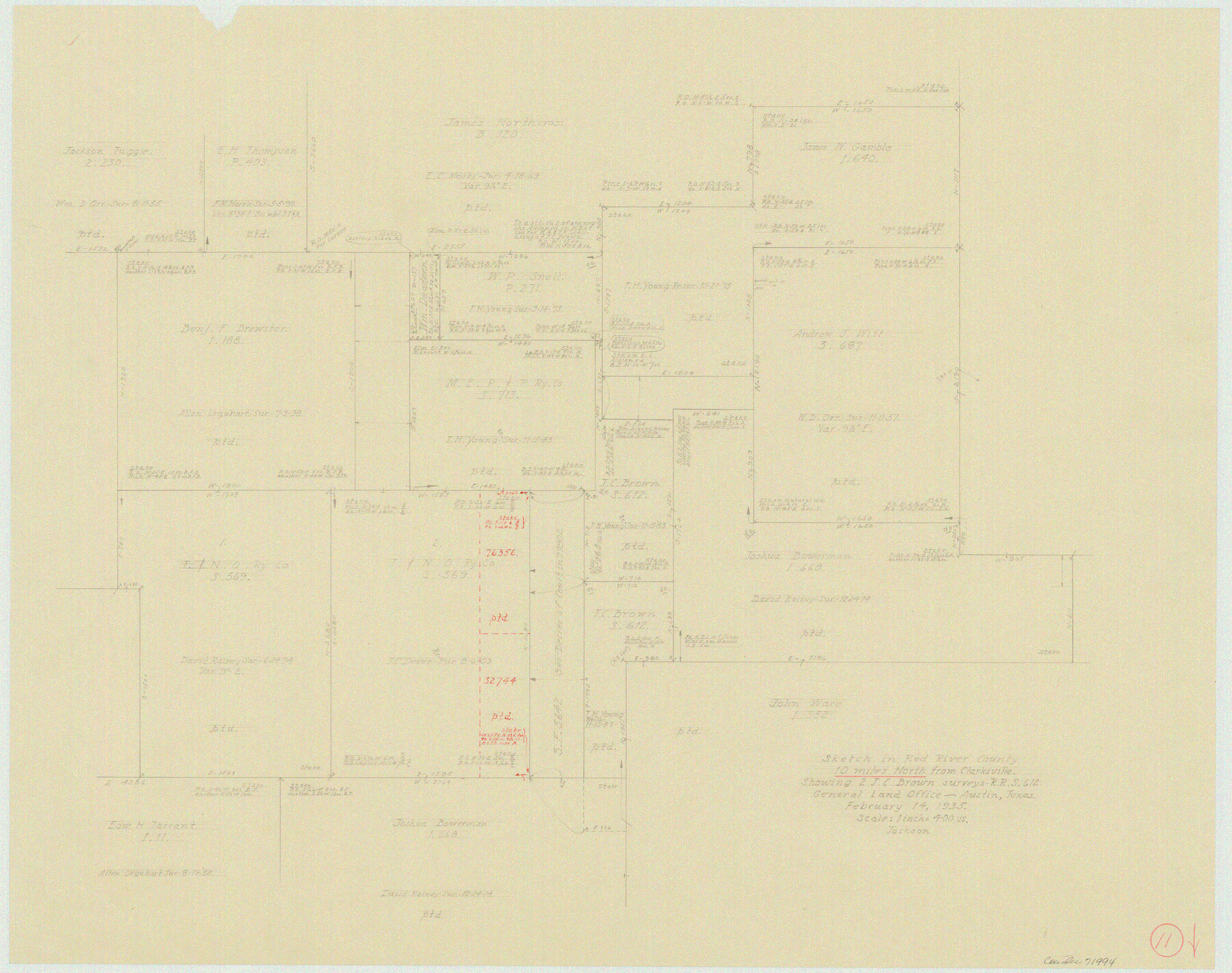 71994, Red River County Working Sketch 11, General Map Collection