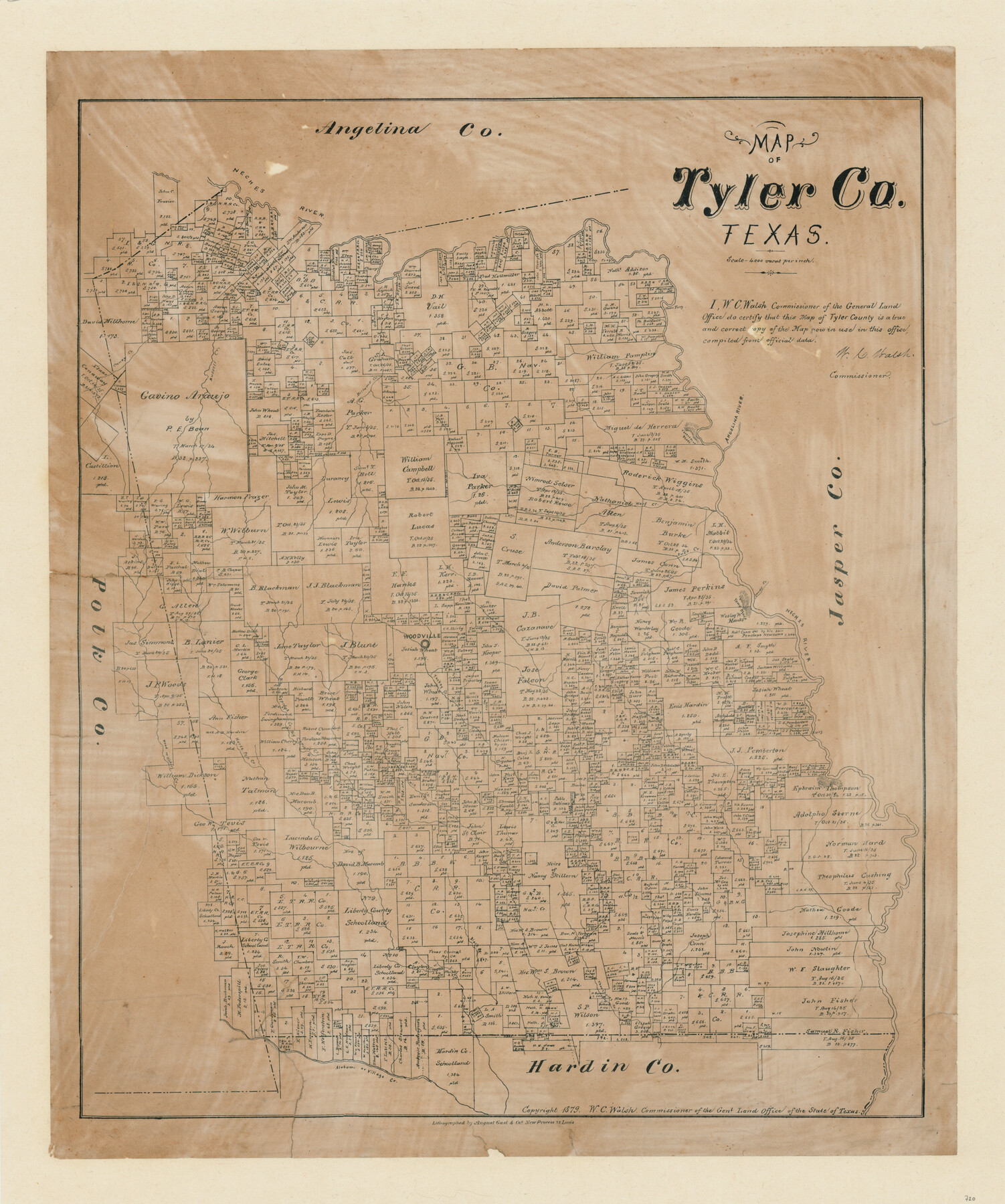 720, Map of Tyler County, Texas, Maddox Collection