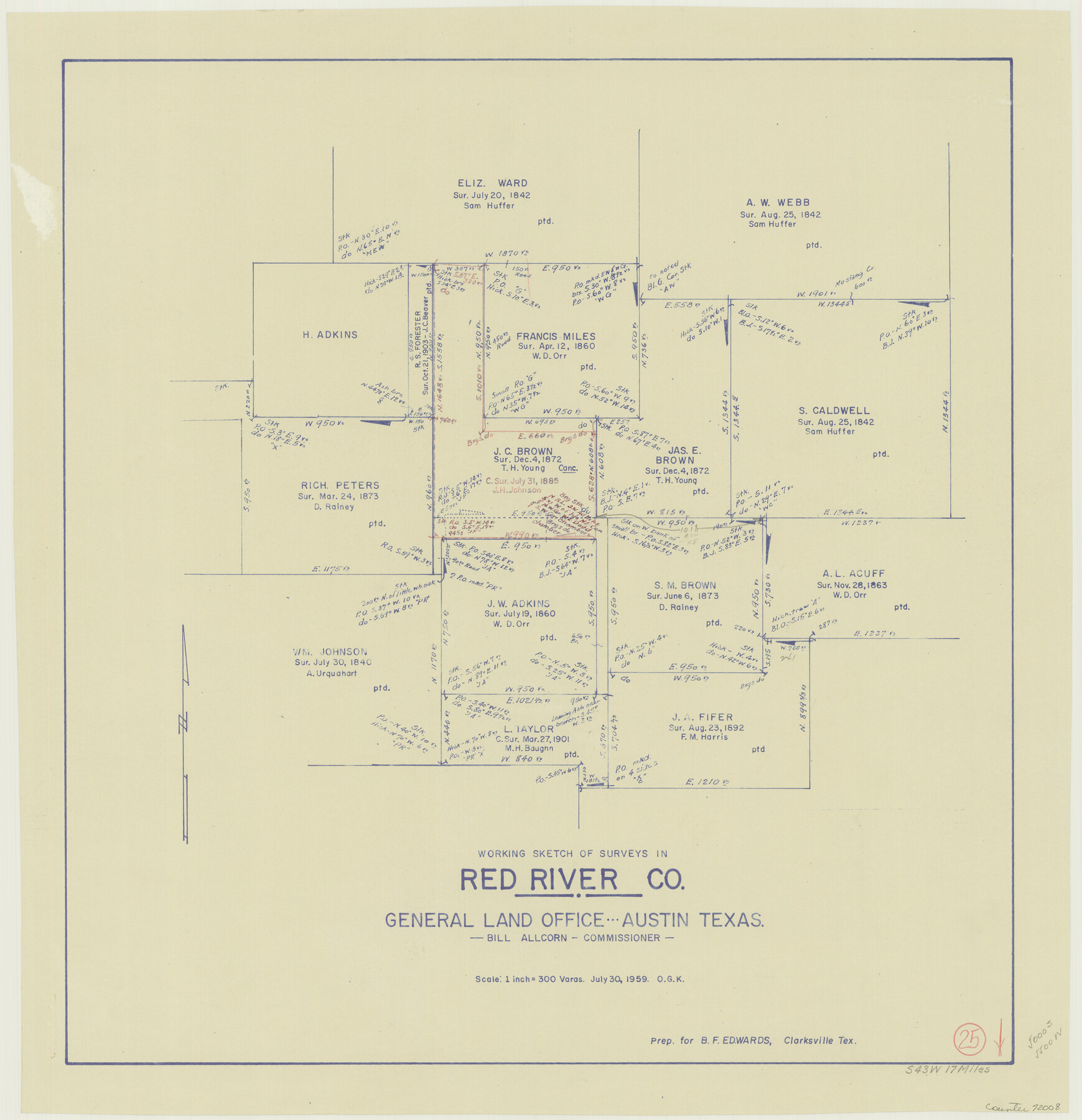 72008, Red River County Working Sketch 25, General Map Collection