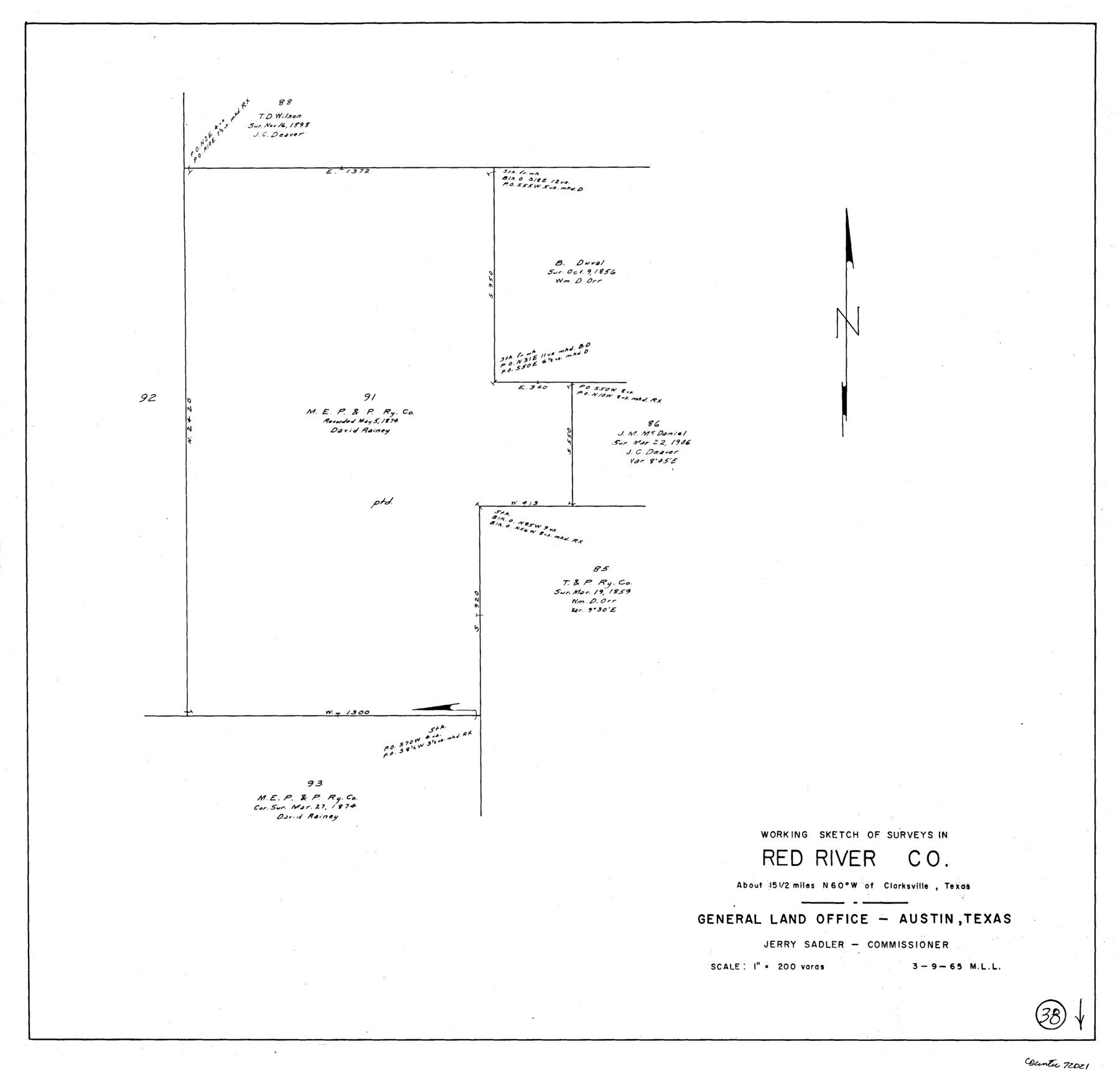 72021, Red River County Working Sketch 38, General Map Collection