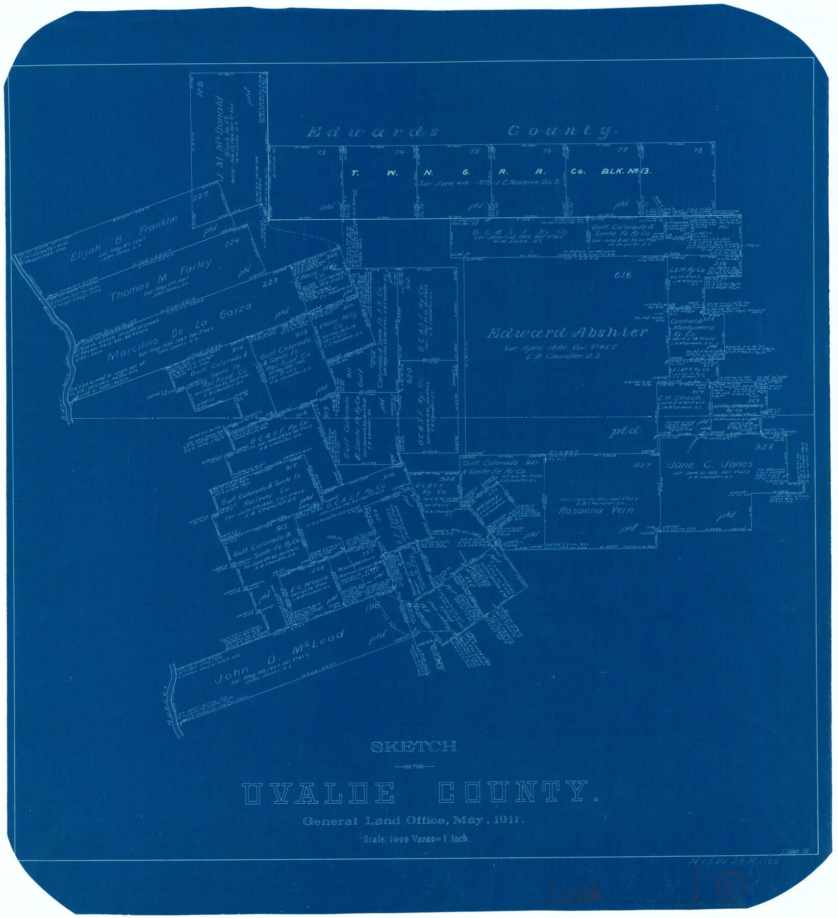 72072, Uvalde County Working Sketch 2, General Map Collection