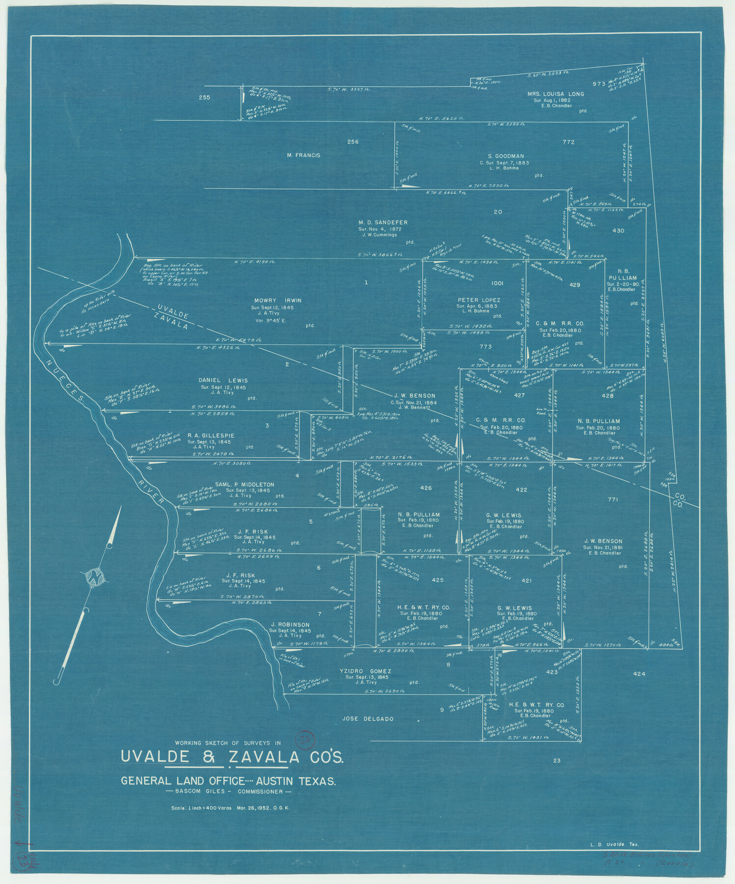 72093, Uvalde County Working Sketch 23, General Map Collection