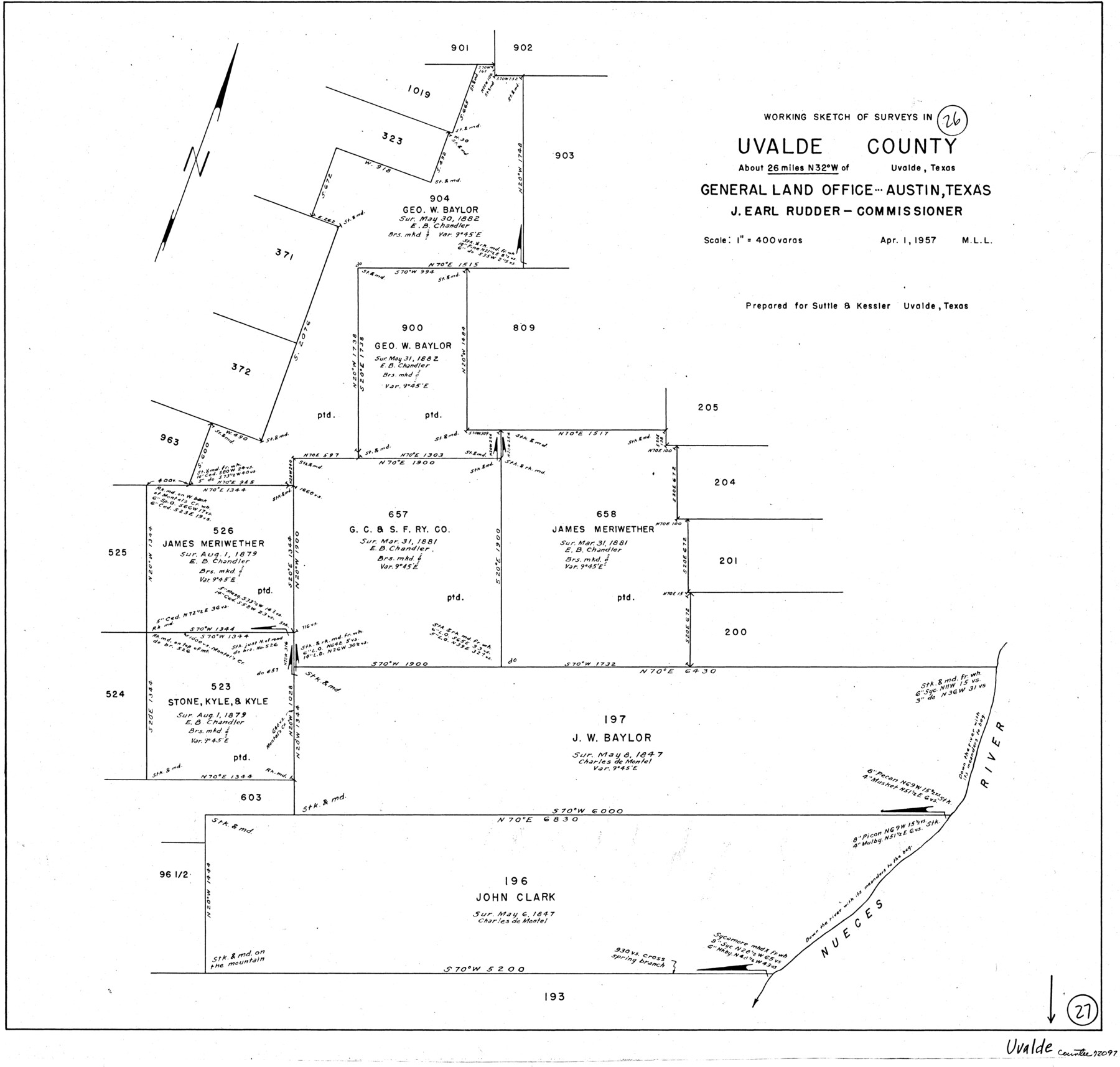 72097, Uvalde County Working Sketch 27, General Map Collection