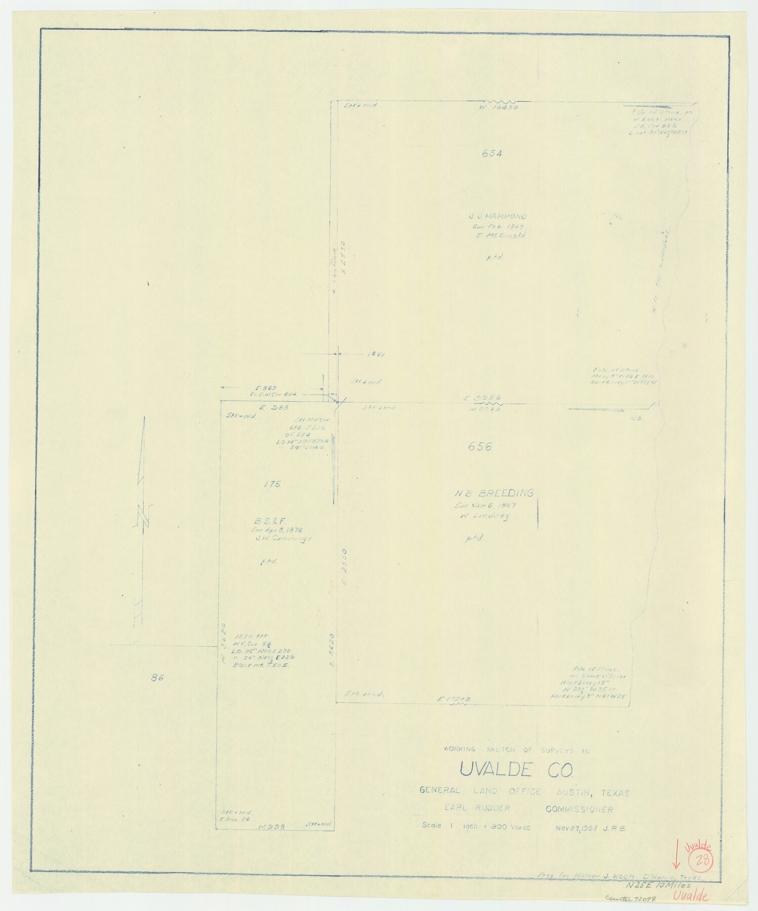 72098, Uvalde County Working Sketch 28, General Map Collection