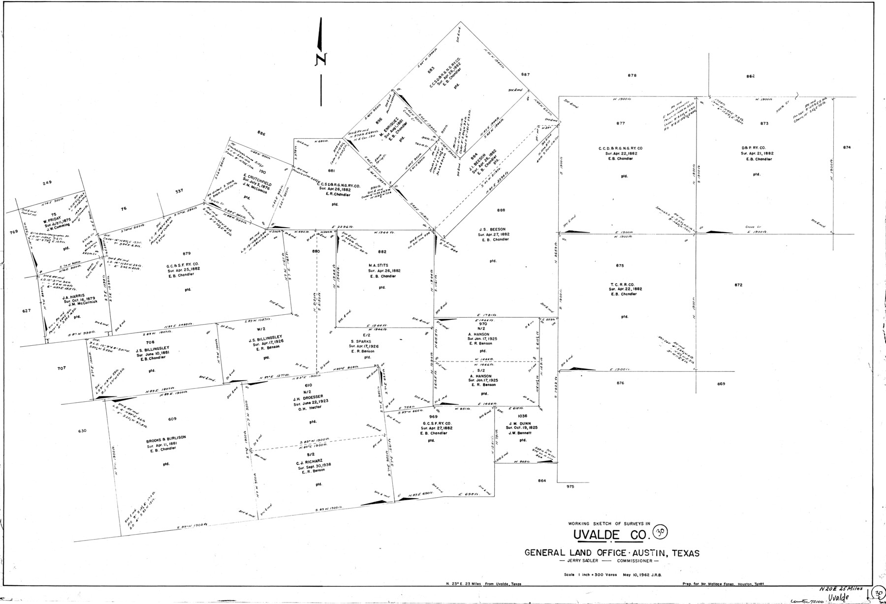 72100, Uvalde County Working Sketch 30, General Map Collection