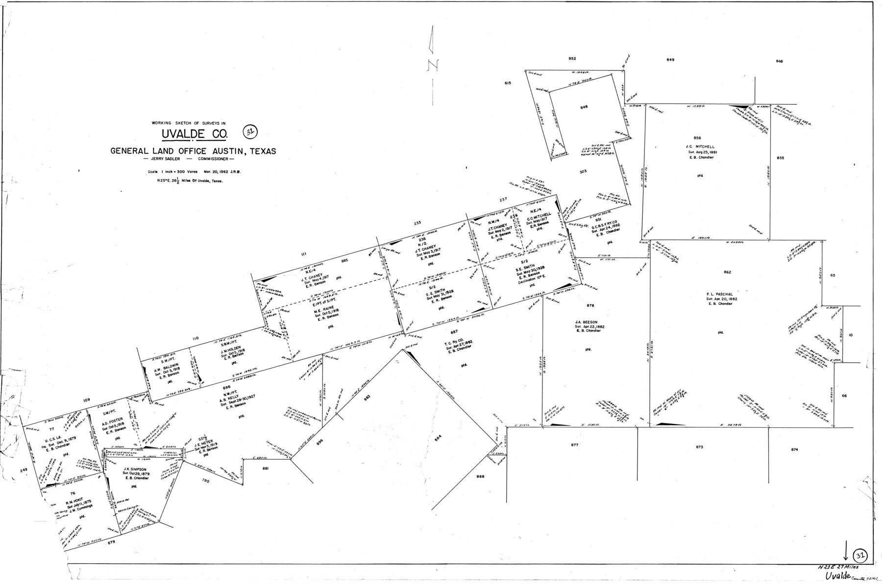 72101, Uvalde County Working Sketch 31, General Map Collection