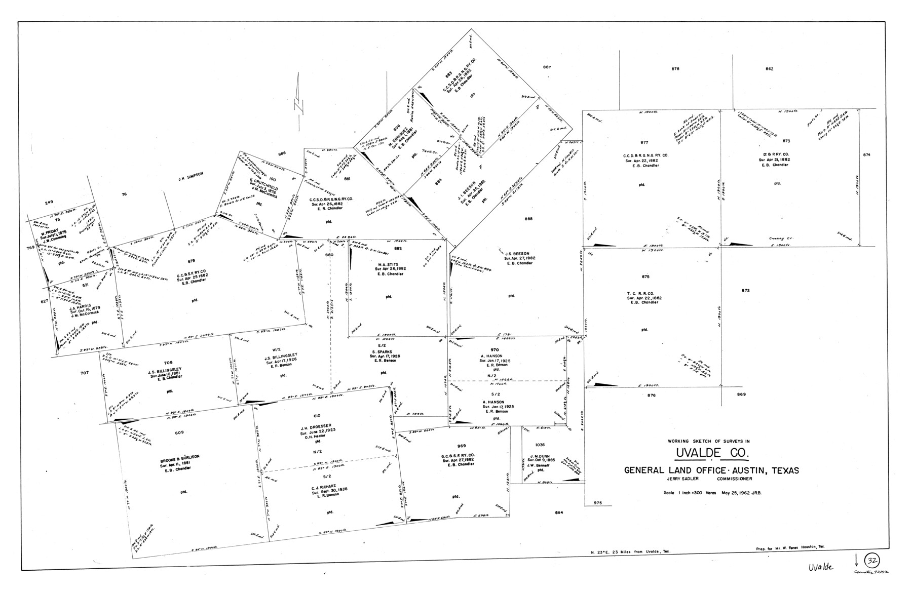 72102, Uvalde County Working Sketch 32, General Map Collection