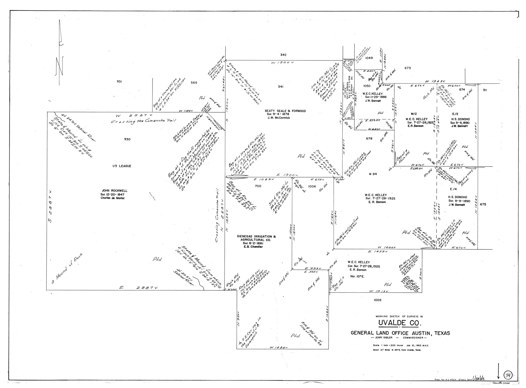 72104, Uvalde County Working Sketch 34, General Map Collection