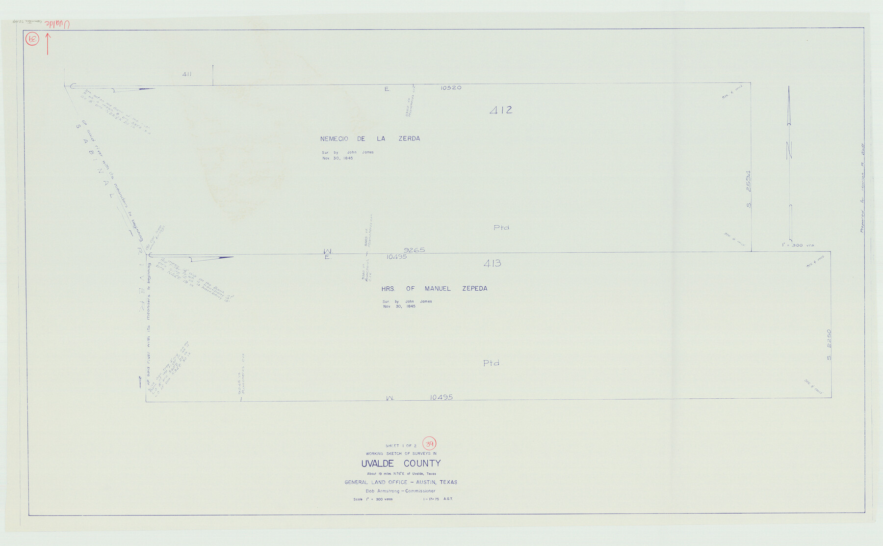 72109, Uvalde County Working Sketch 39, General Map Collection