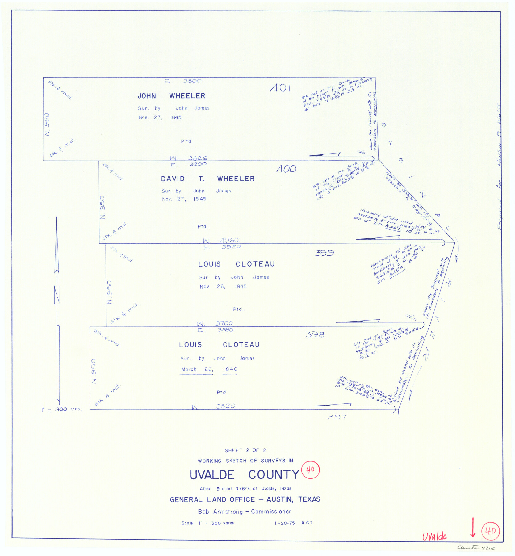 72110, Uvalde County Working Sketch 40, General Map Collection