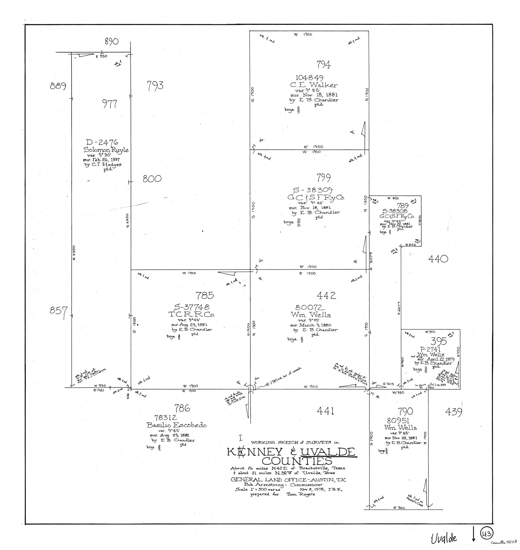 72113, Uvalde County Working Sketch 43, General Map Collection