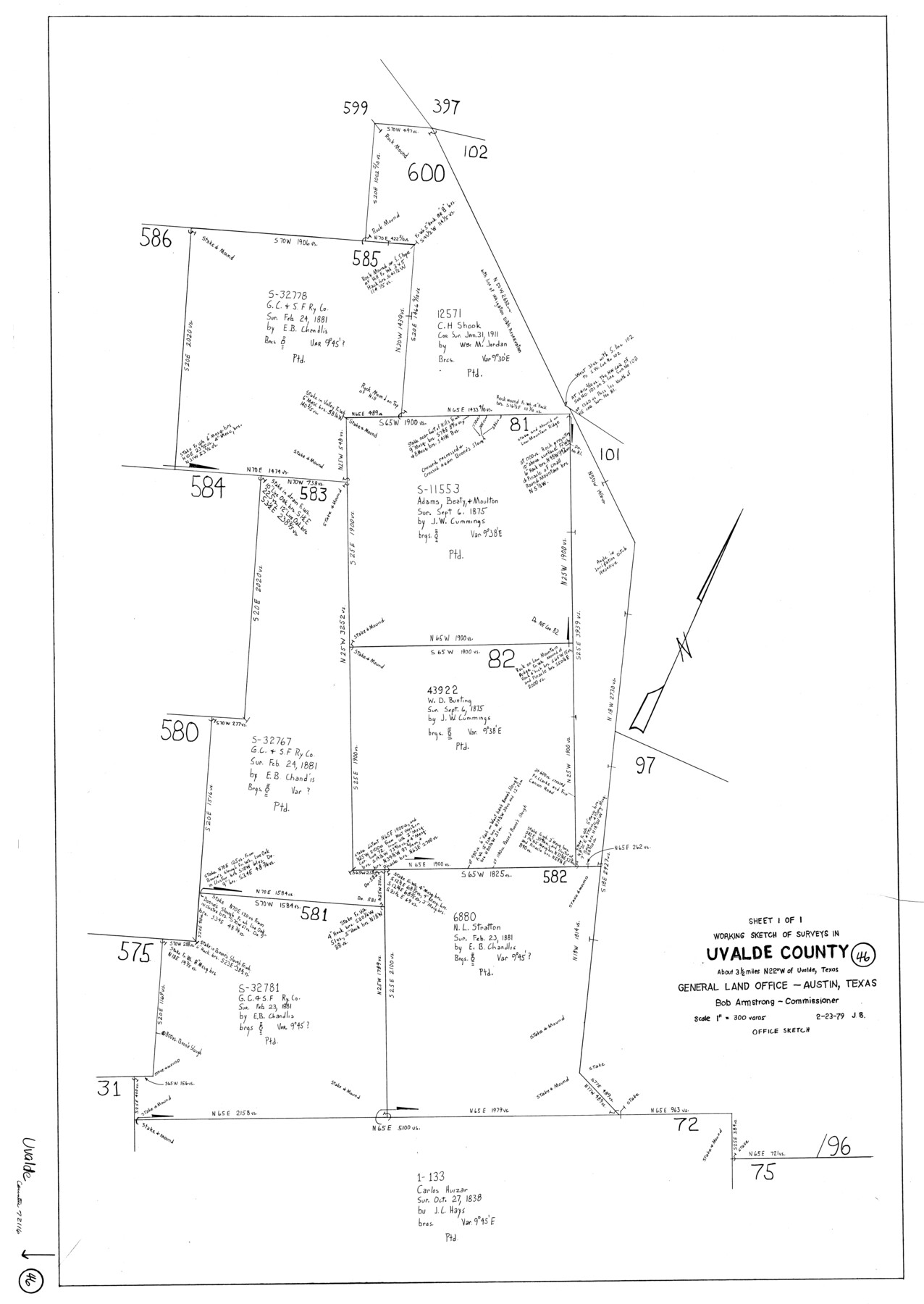 72116, Uvalde County Working Sketch 46, General Map Collection