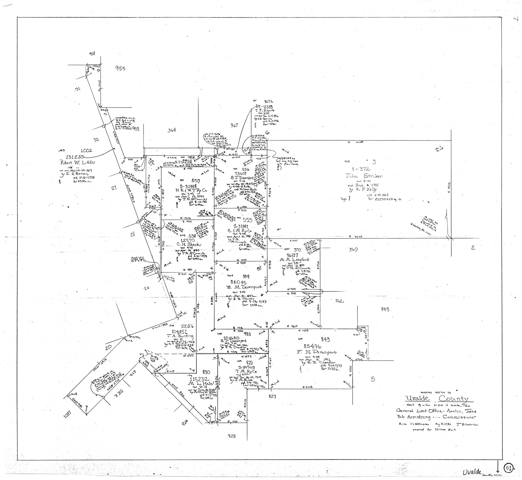 72121, Uvalde County Working Sketch 51, General Map Collection