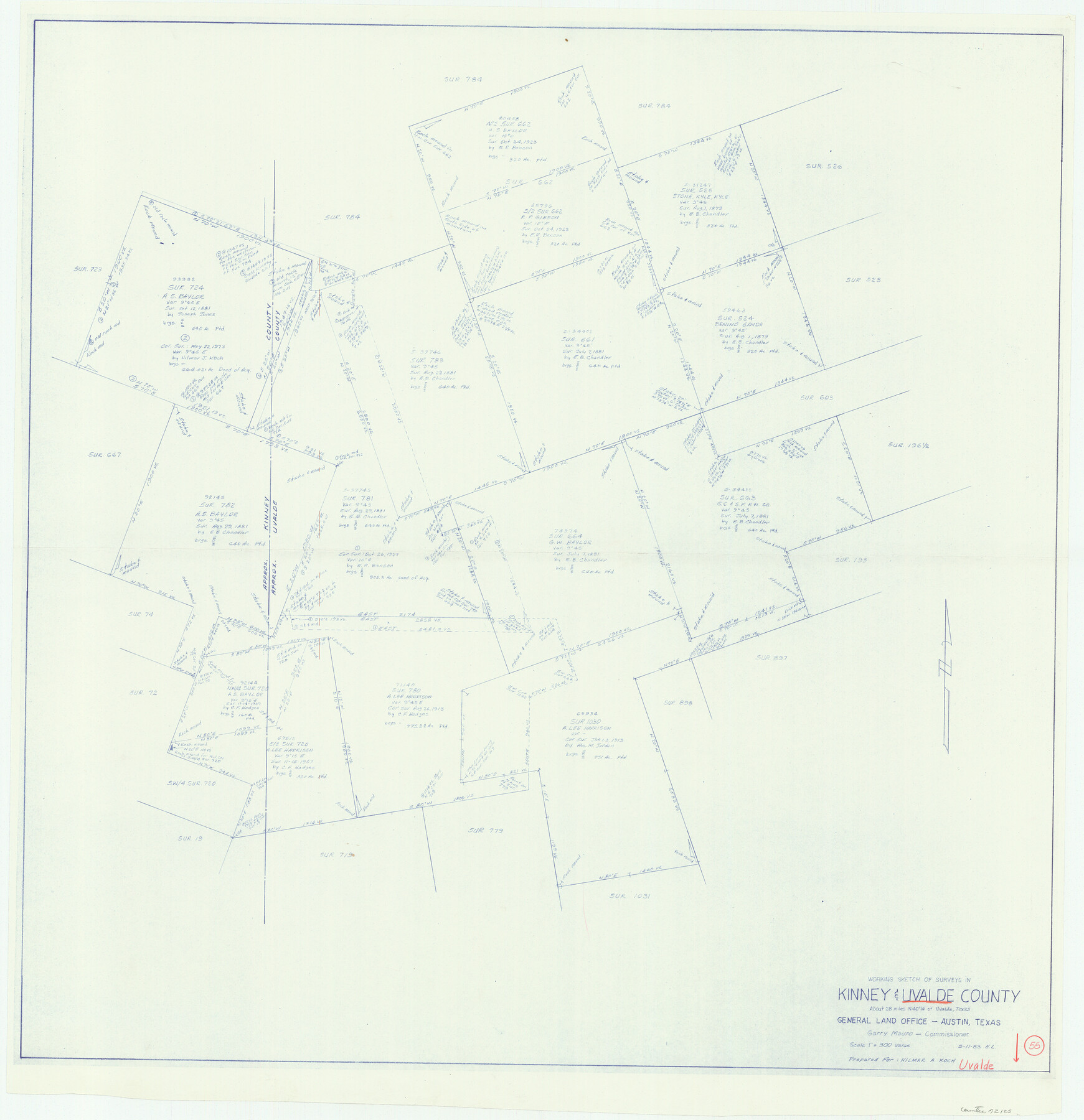 72125, Uvalde County Working Sketch 55, General Map Collection