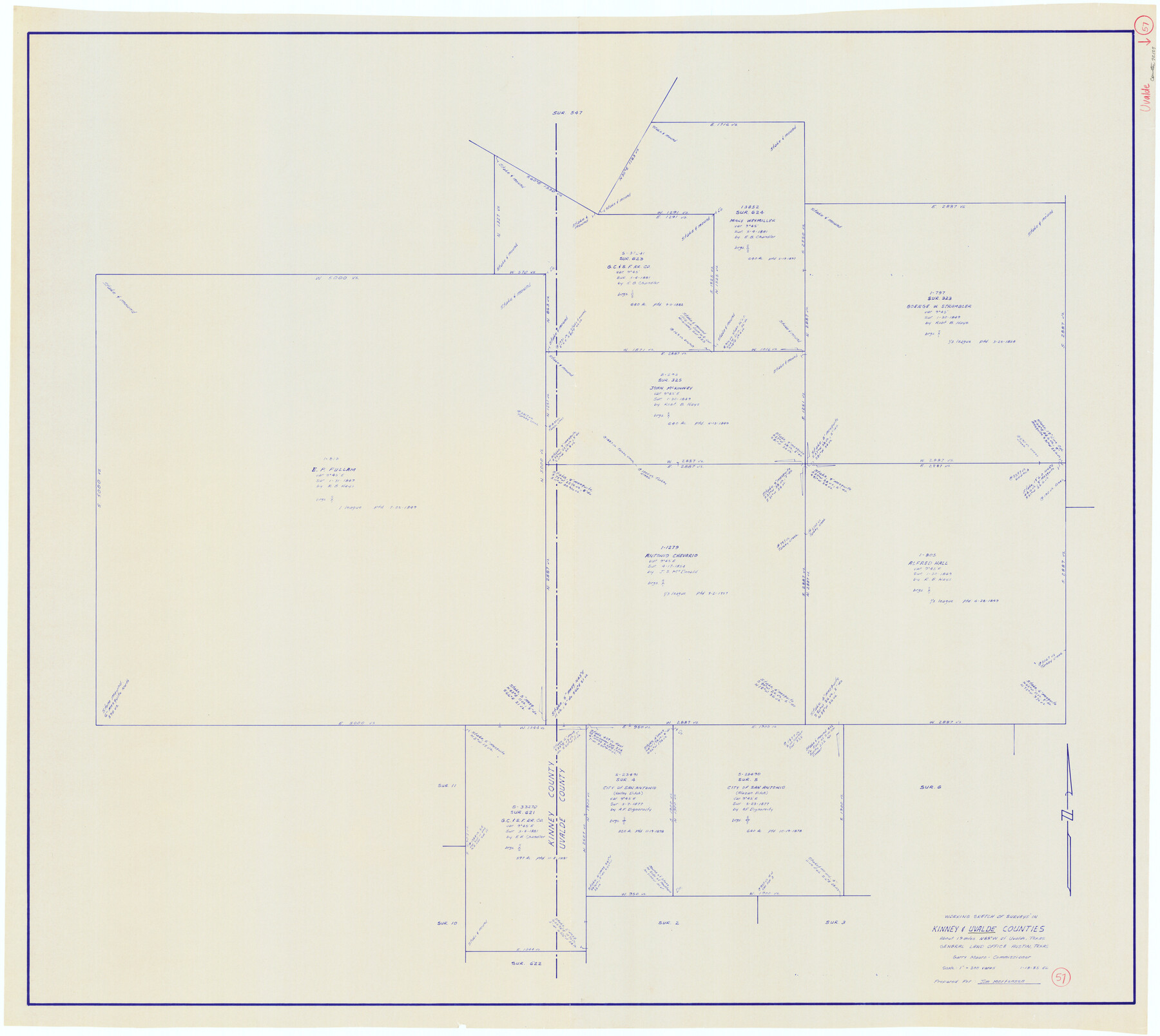 72127, Uvalde County Working Sketch 57, General Map Collection