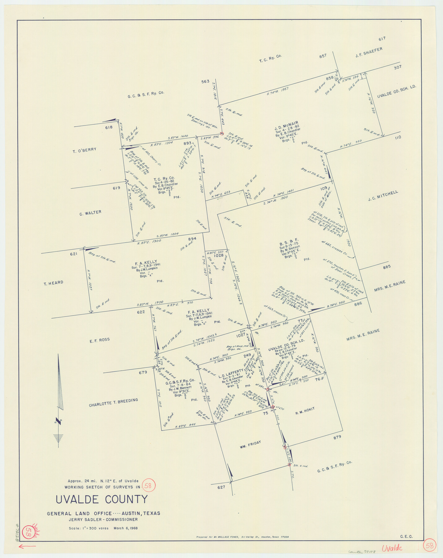 72128, Uvalde County Working Sketch 58, General Map Collection