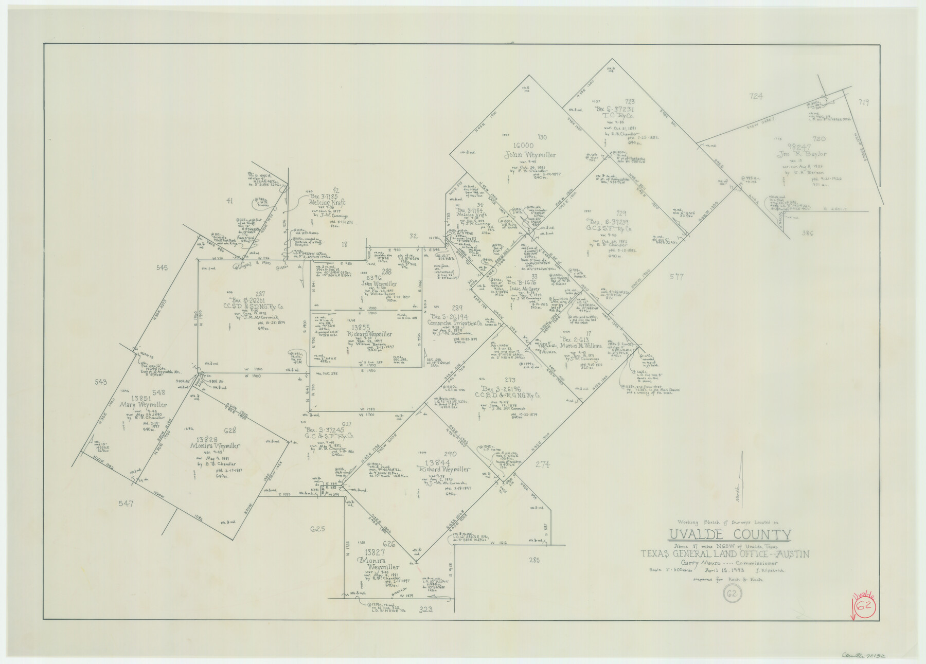 72132, Uvalde County Working Sketch 62, General Map Collection