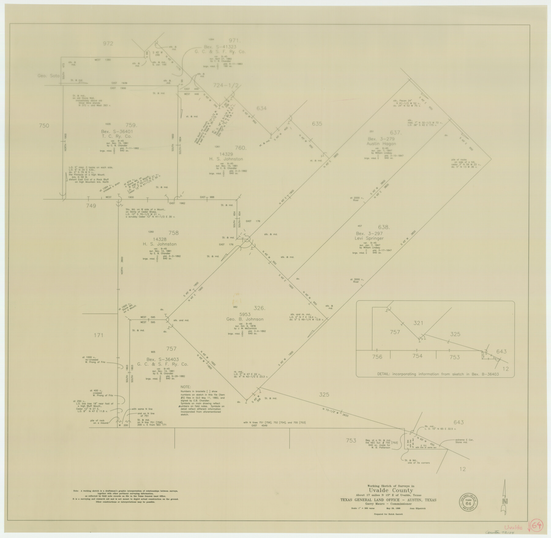 72134, Uvalde County Working Sketch 64, General Map Collection