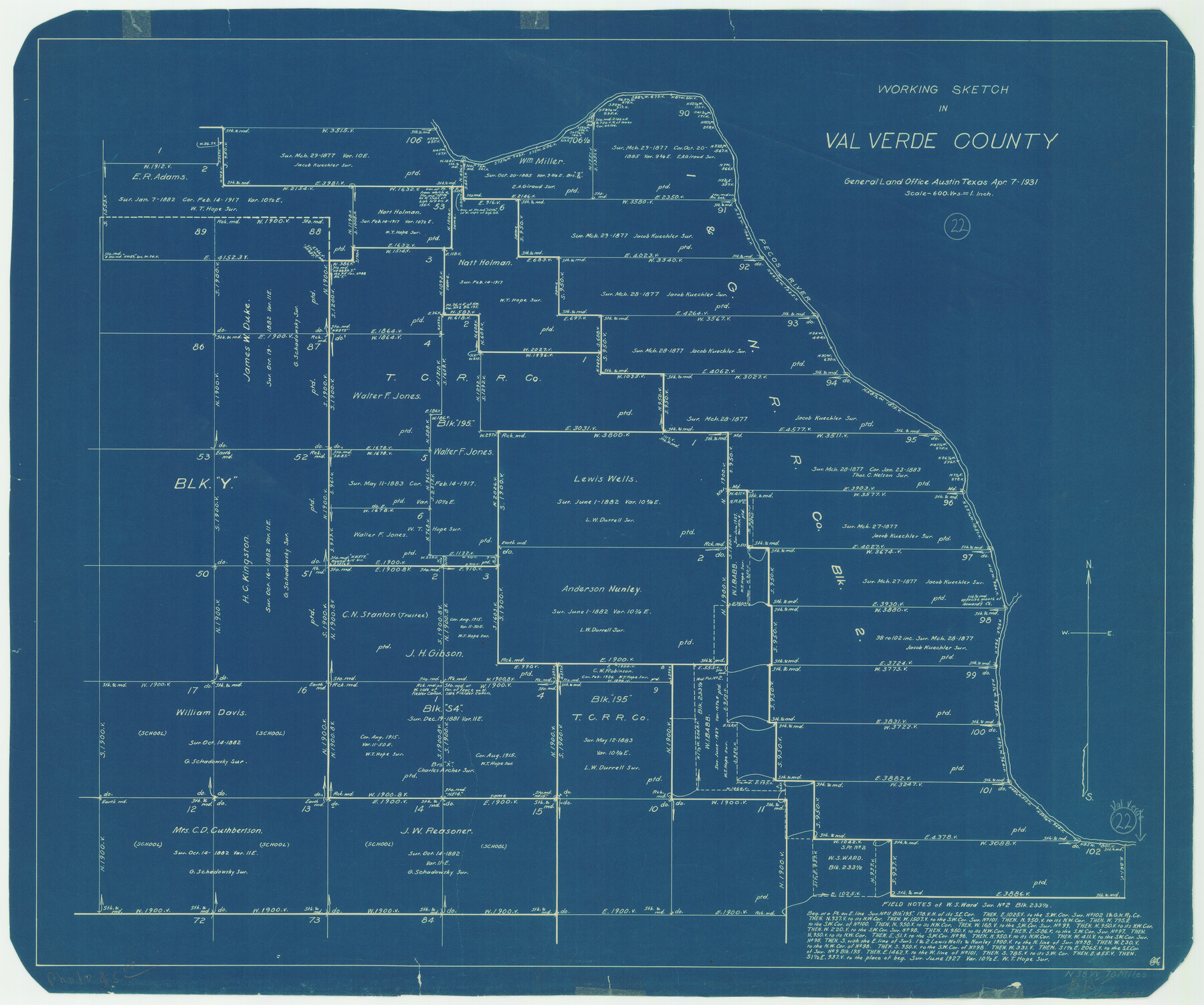 72157, Val Verde County Working Sketch 22, General Map Collection