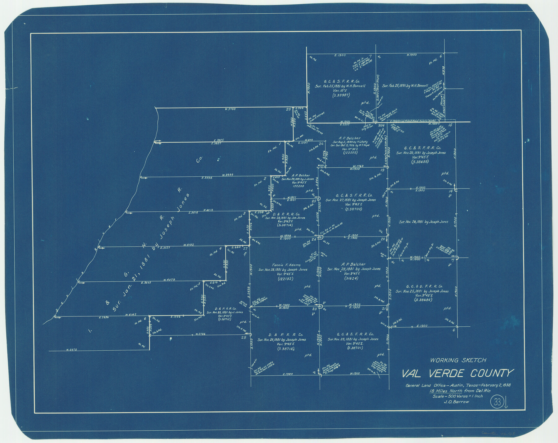 72168, Val Verde County Working Sketch 33, General Map Collection