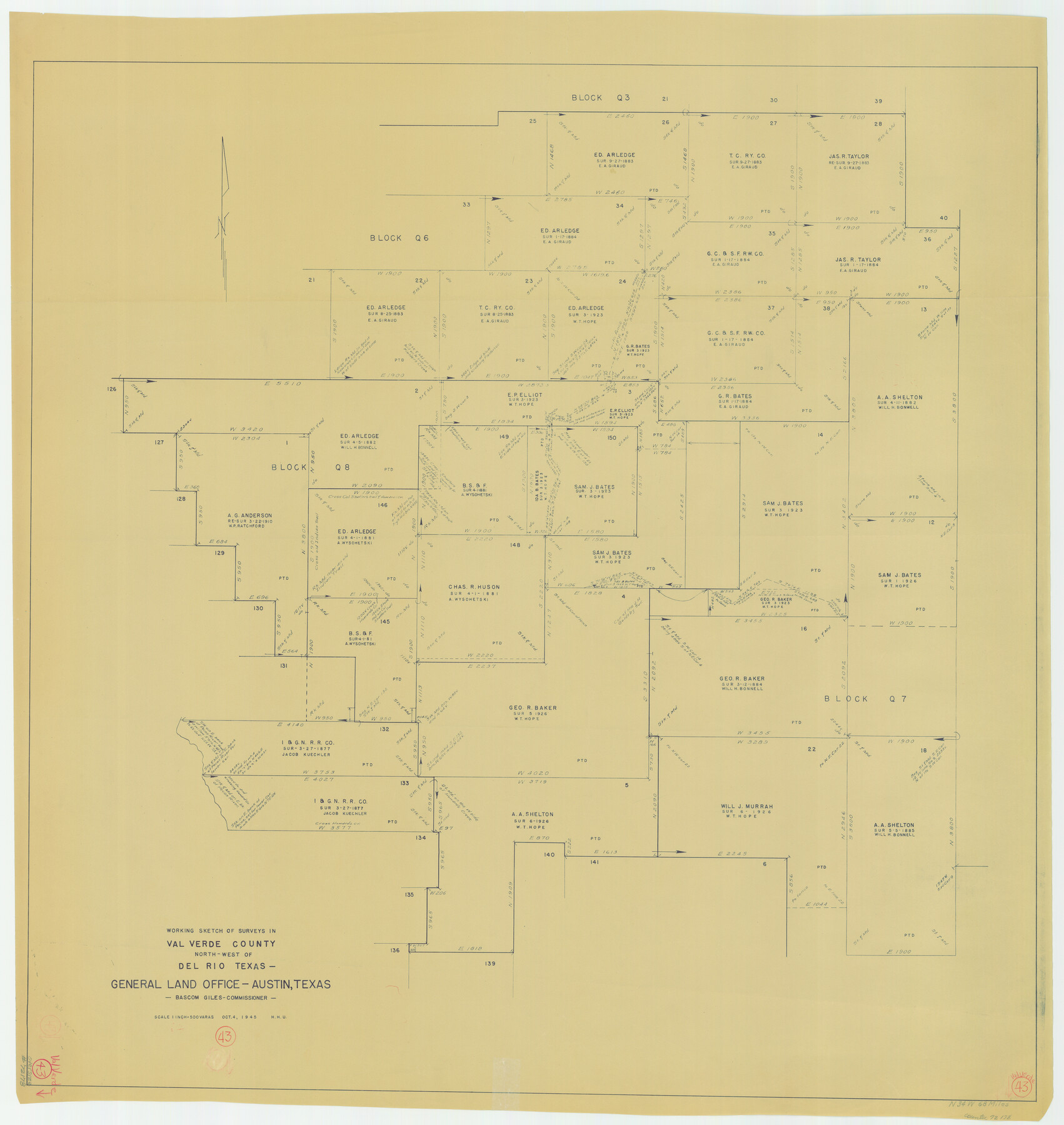 72178, Val Verde County Working Sketch 43, General Map Collection