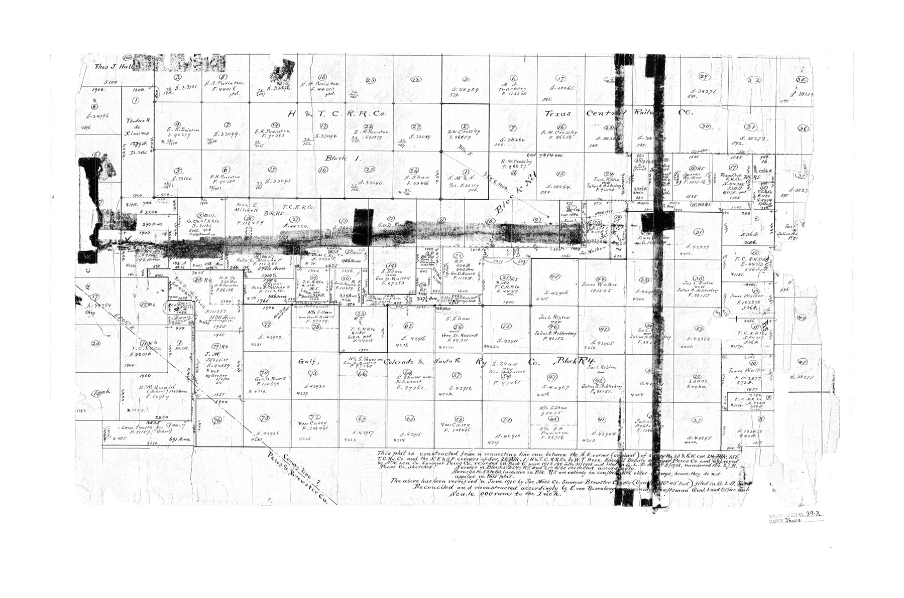 7218, Pecos County Rolled Sketch 39A, General Map Collection