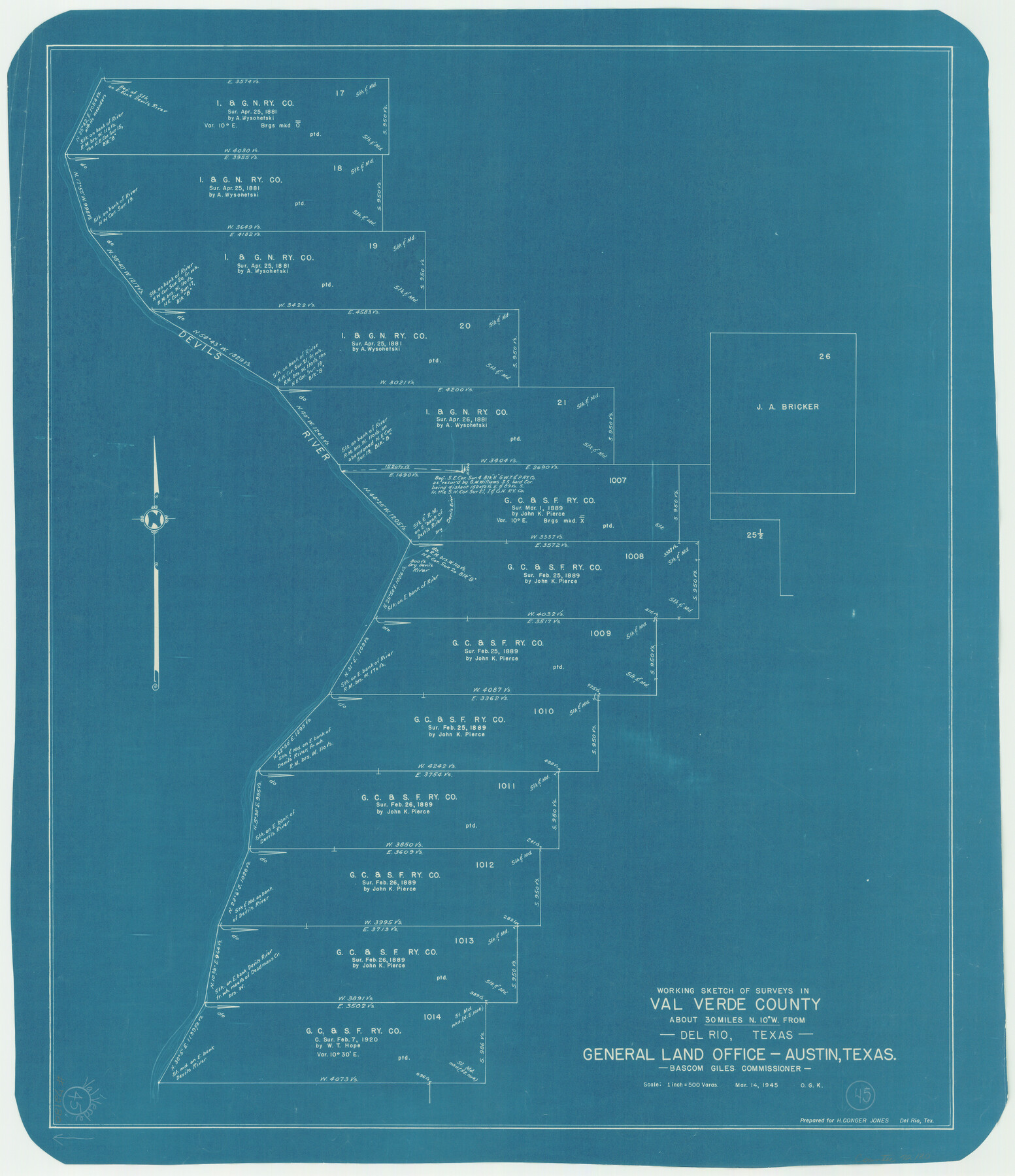 72180, Val Verde County Working Sketch 45, General Map Collection