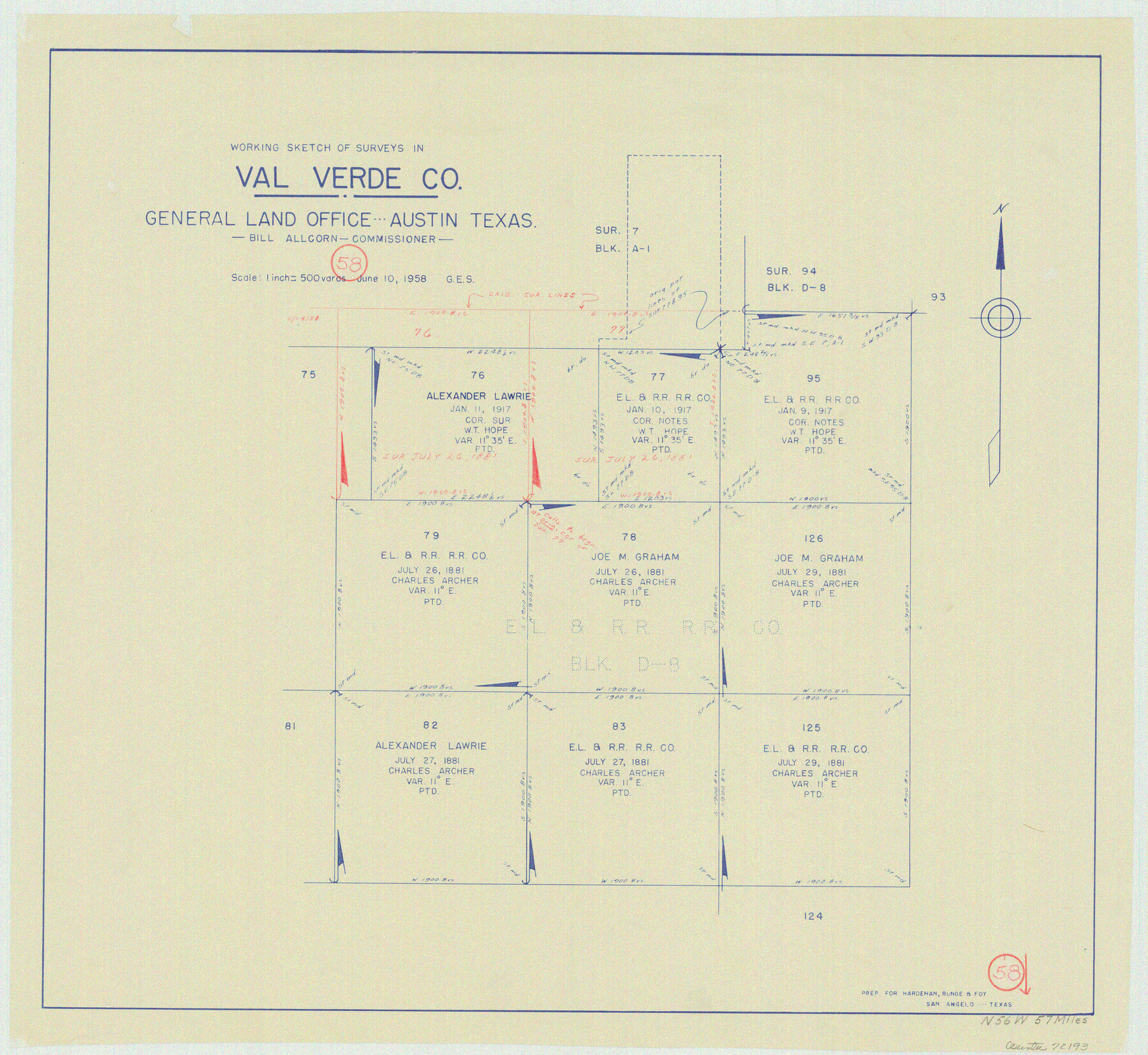 72193, Val Verde County Working Sketch 58, General Map Collection