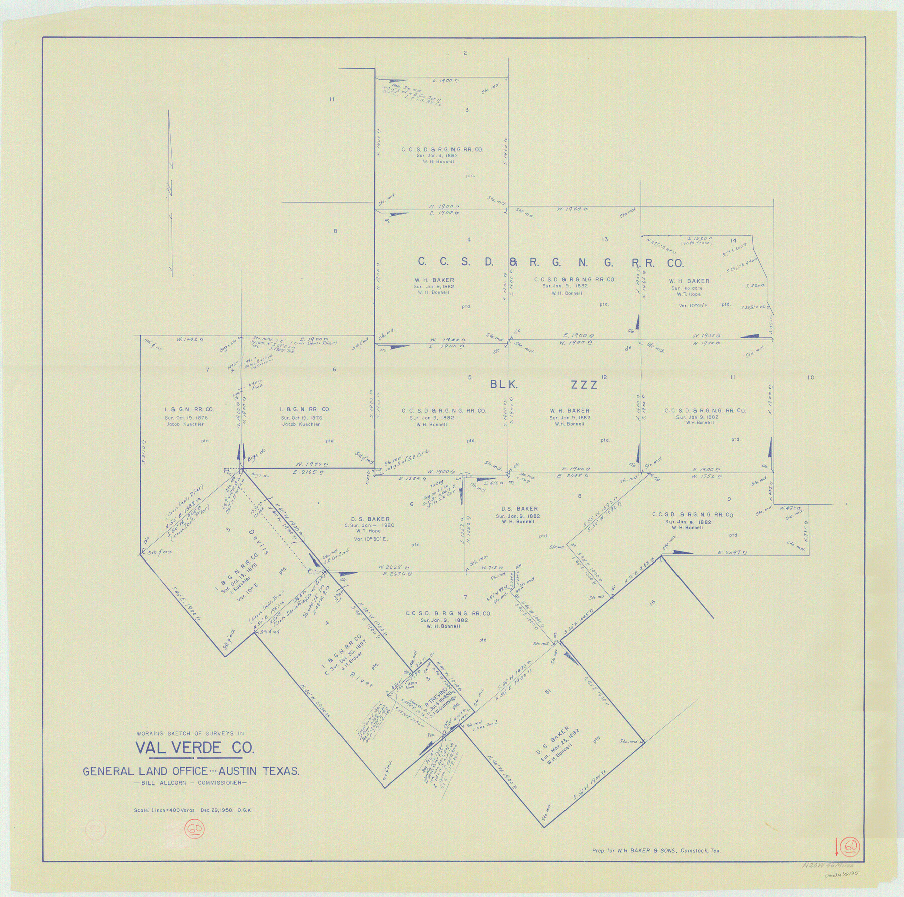 72195, Val Verde County Working Sketch 60, General Map Collection