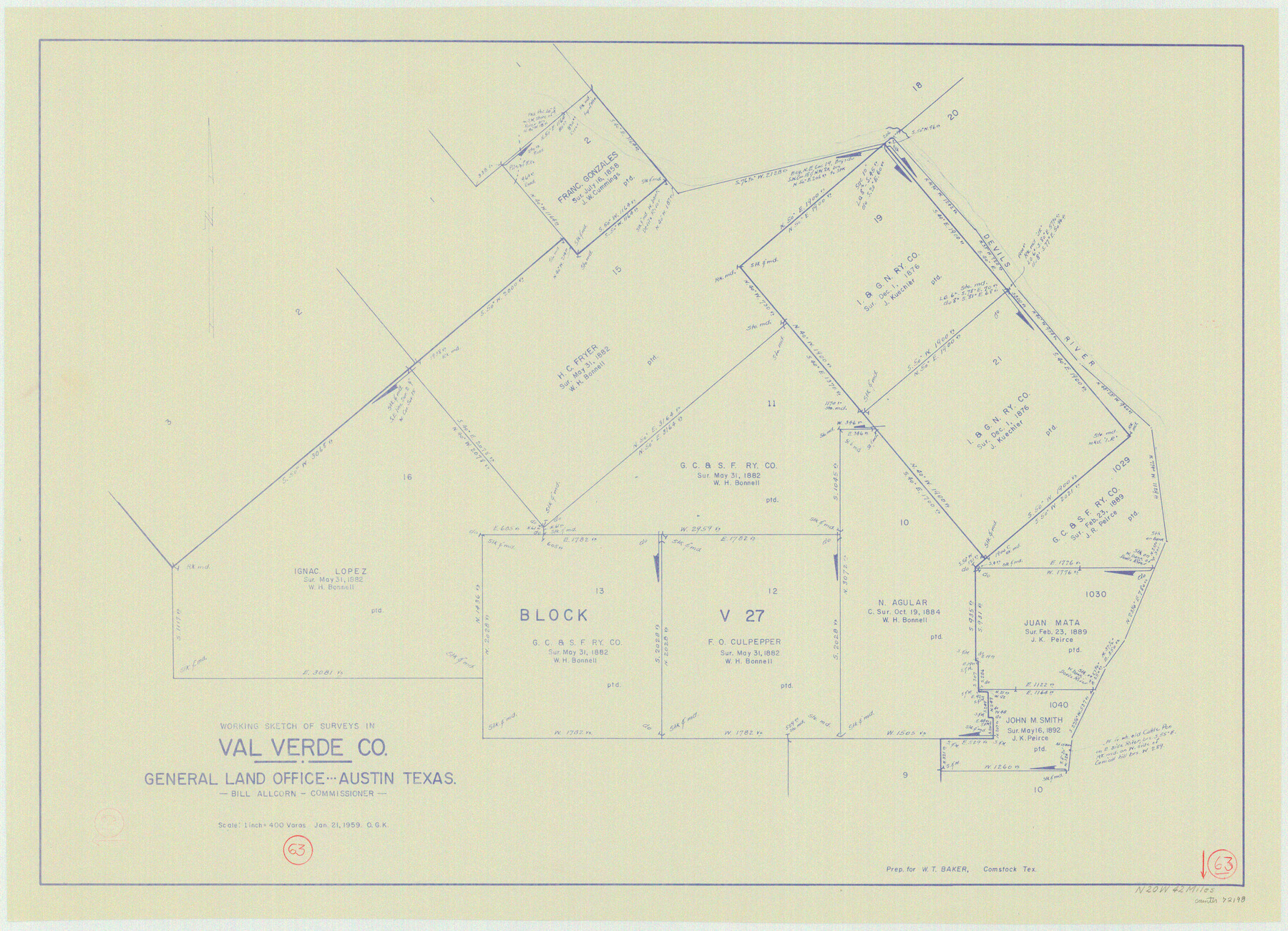 72198, Val Verde County Working Sketch 63, General Map Collection